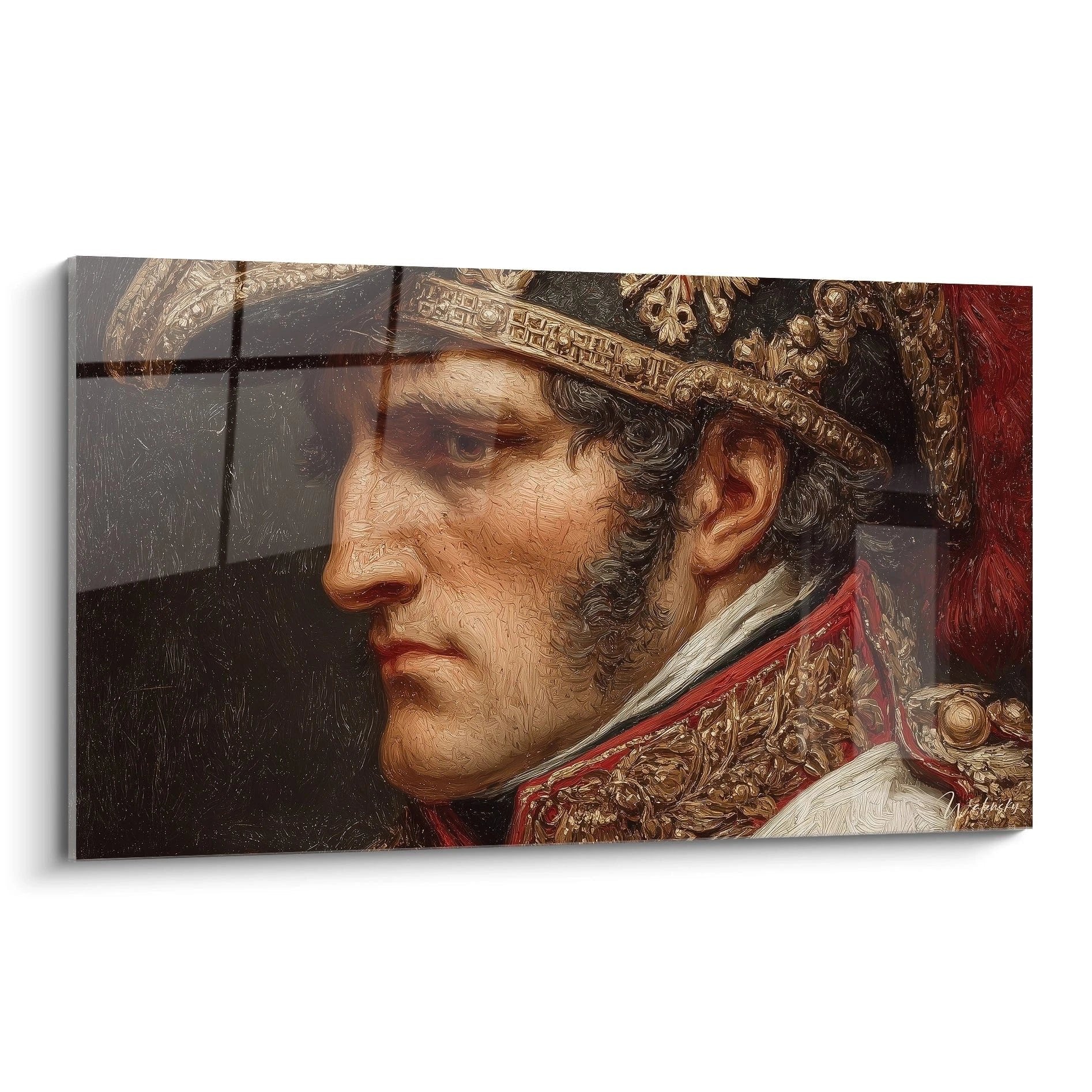 Wandbild Napoleon Bonaparte im Profil mit goldener Krone und kaiserlicher Uniform - Edition Napoleon