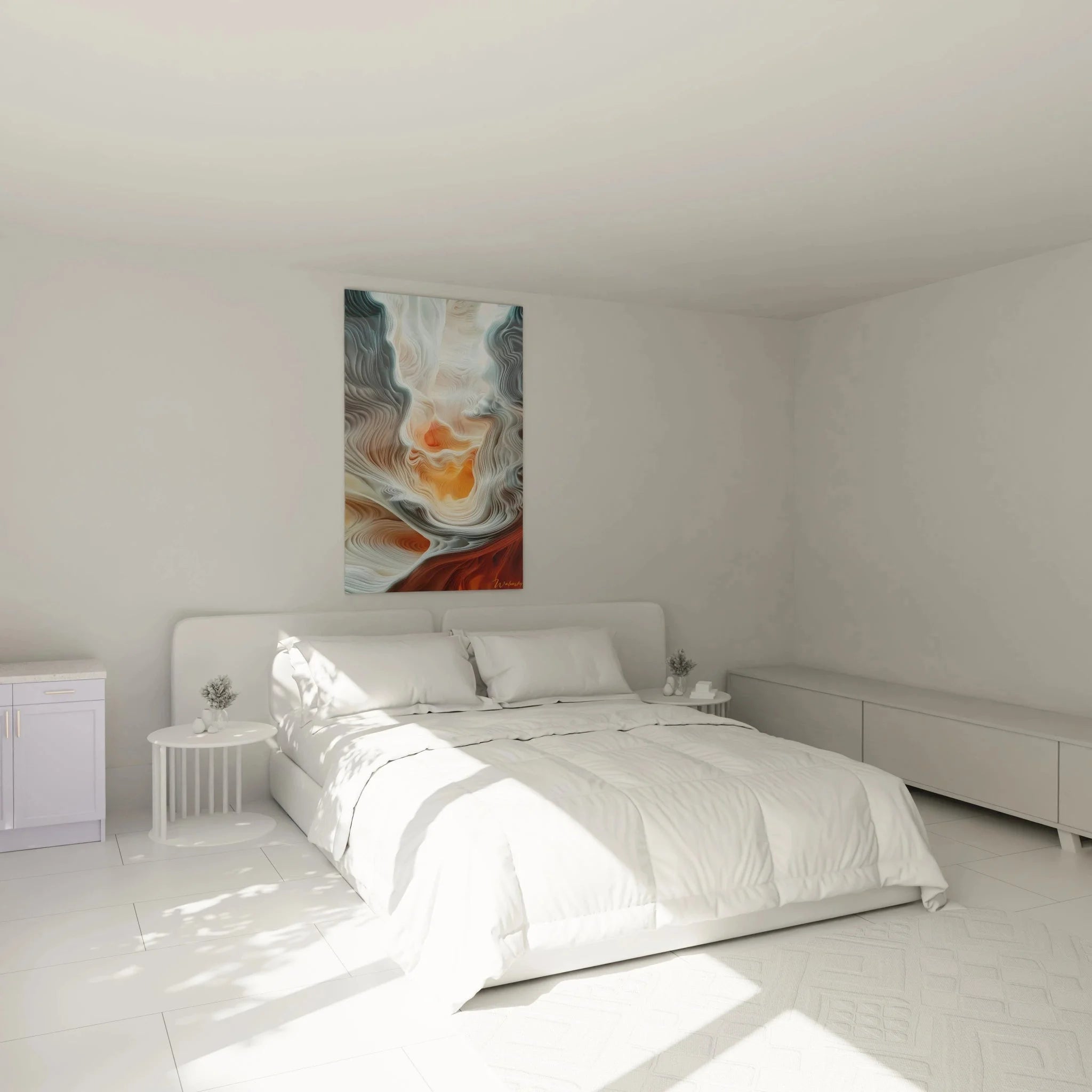 Abstrakte Textur Wandkunst mit Strömungen als Schlafzimmer Dekoration