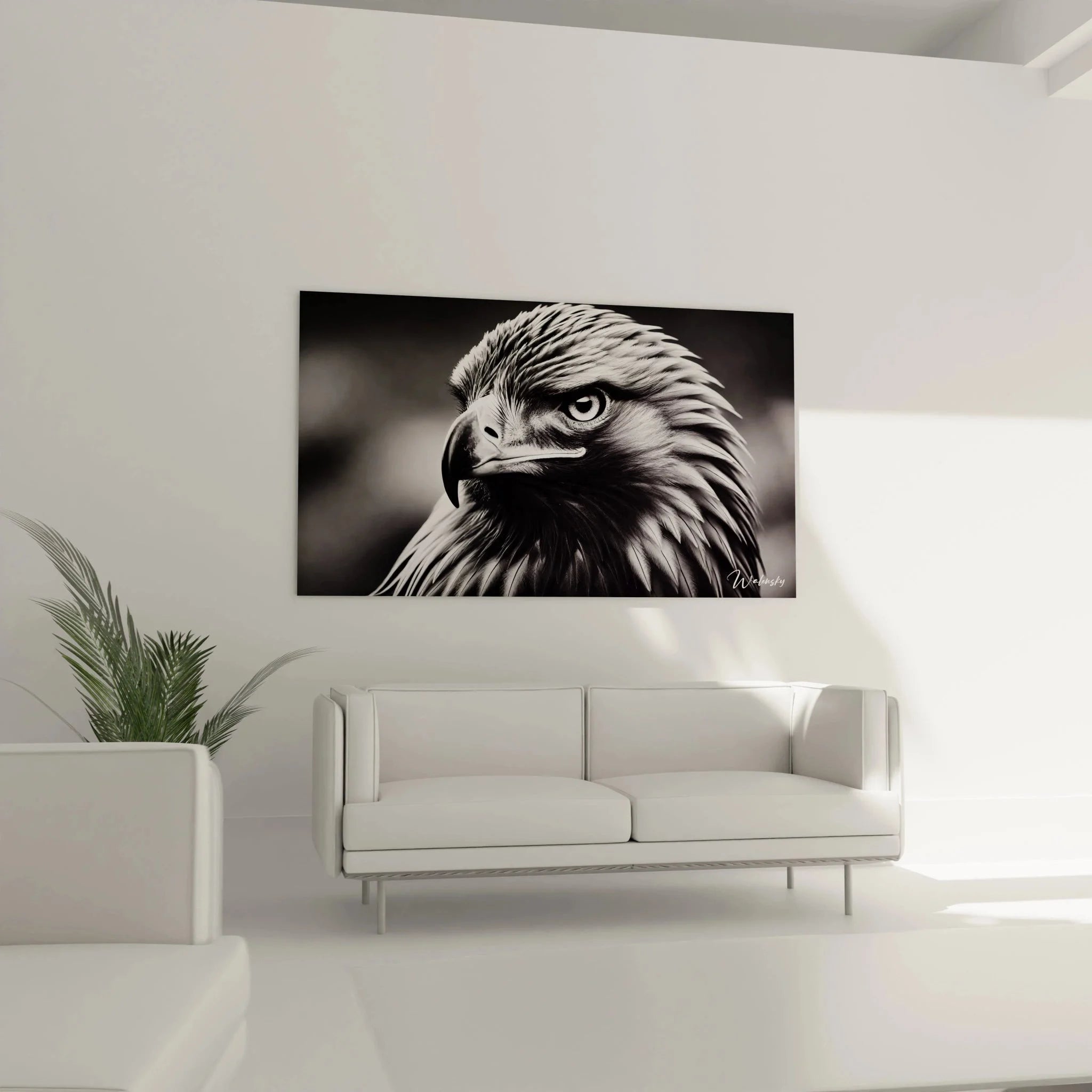 Adler Portrait Nahaufnahme - Detailreiche schwarz-weiß Darstellung der Federstruktur