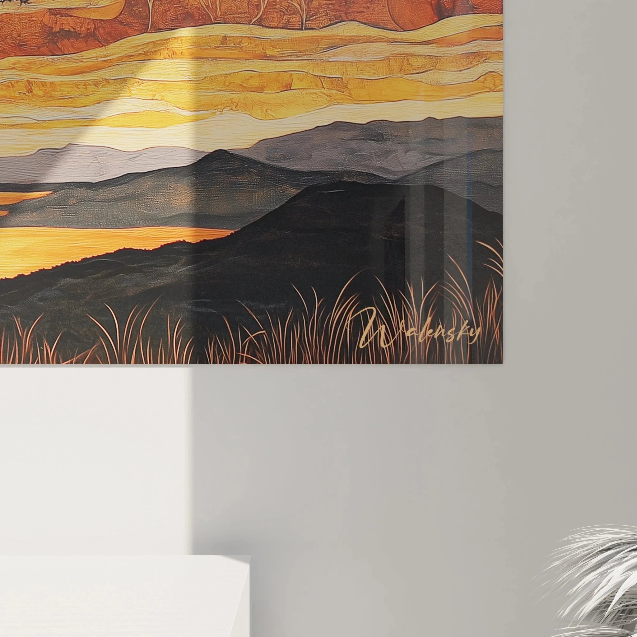 Gesamtansicht Afrika Wandbild Akazienbaum Sonnenuntergang in verschiedenen Größen und Formaten