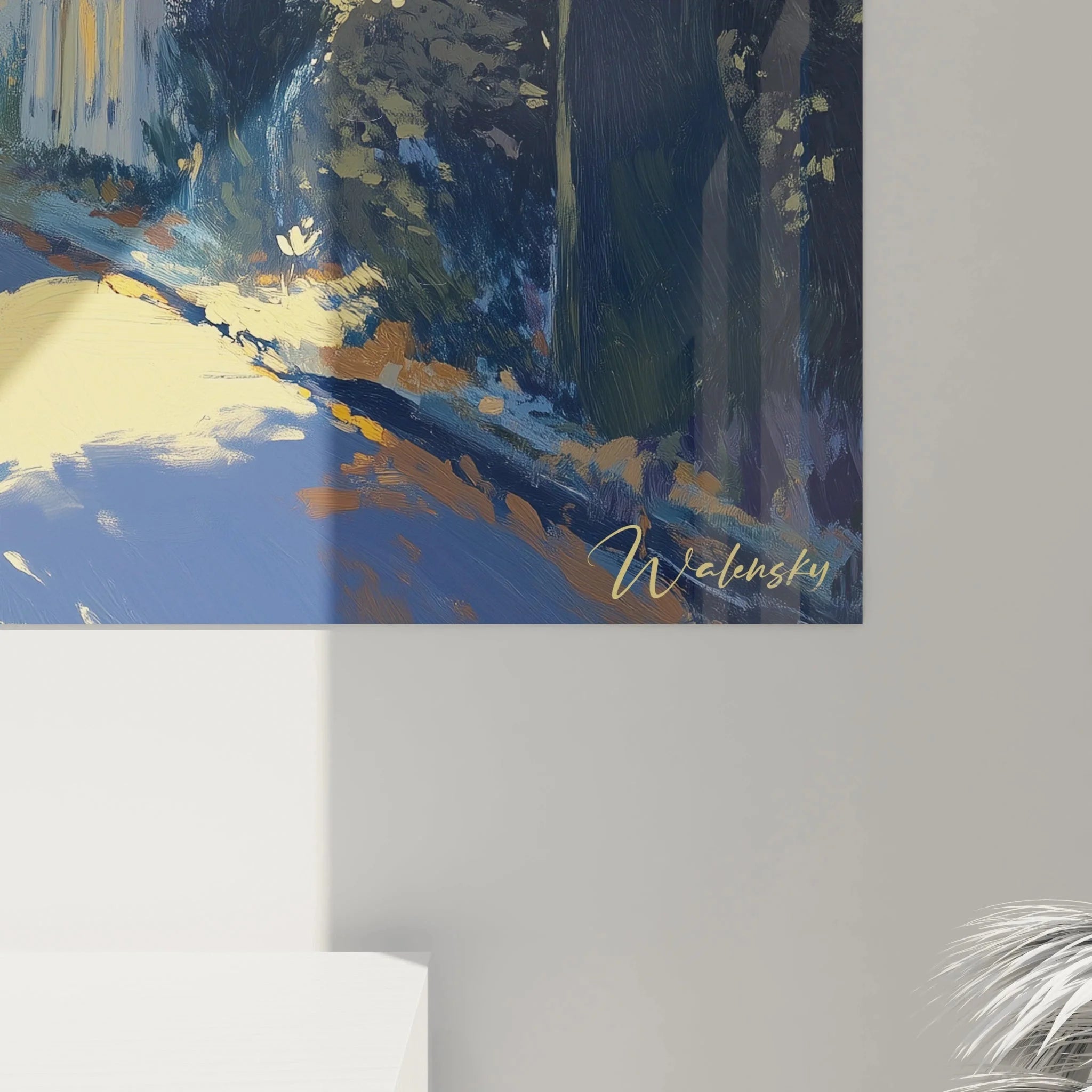 Gesamtansicht Wandbild Herbststraße Alfred Sisley XXL, komplette Dorfszene mit Herbstbäumen und warmer Farbpalette