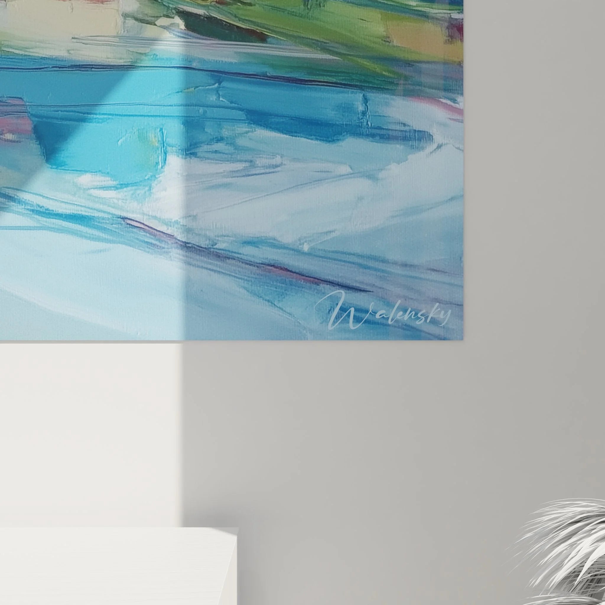 Gesamtansicht Wandbild Alpengipfel - imposante Berglandschaft im modernen expressionistischen Stil