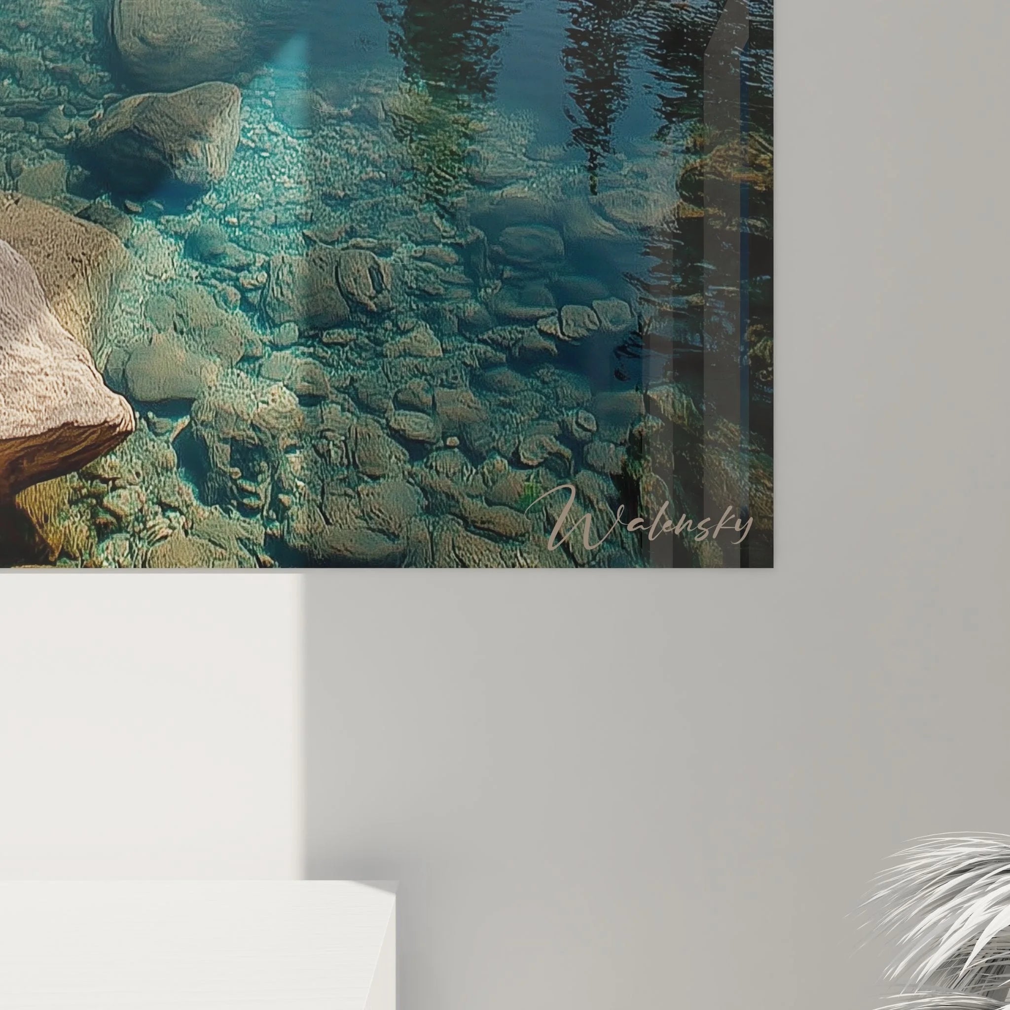 Gesamtansicht Wandbild alpine Seenlandschaft mit majestätischen Bergen und türkisblauem Wasser