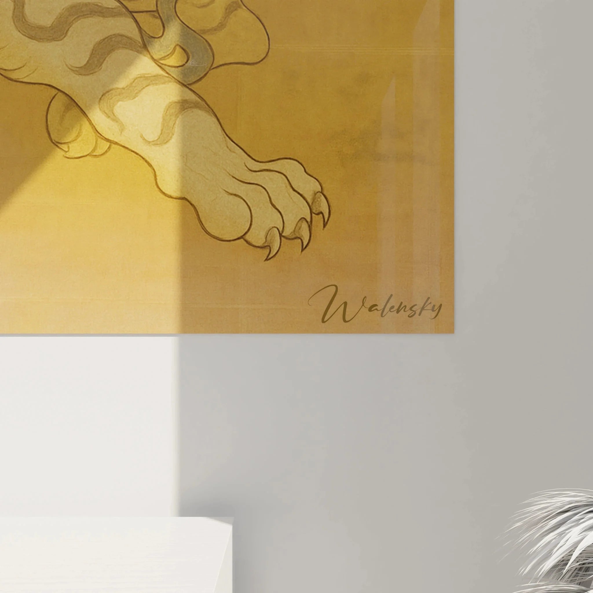 Gesamtansicht asiatisches Wandbild Tiger und Drache für moderne Wandgestaltung