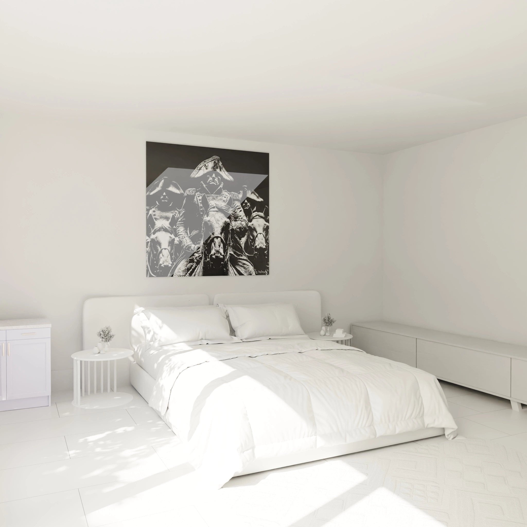 Napoleon Wandbild im Schlafzimmer schwarz-weiß historisches Motiv Kaiser Bonaparte Wanddekoration