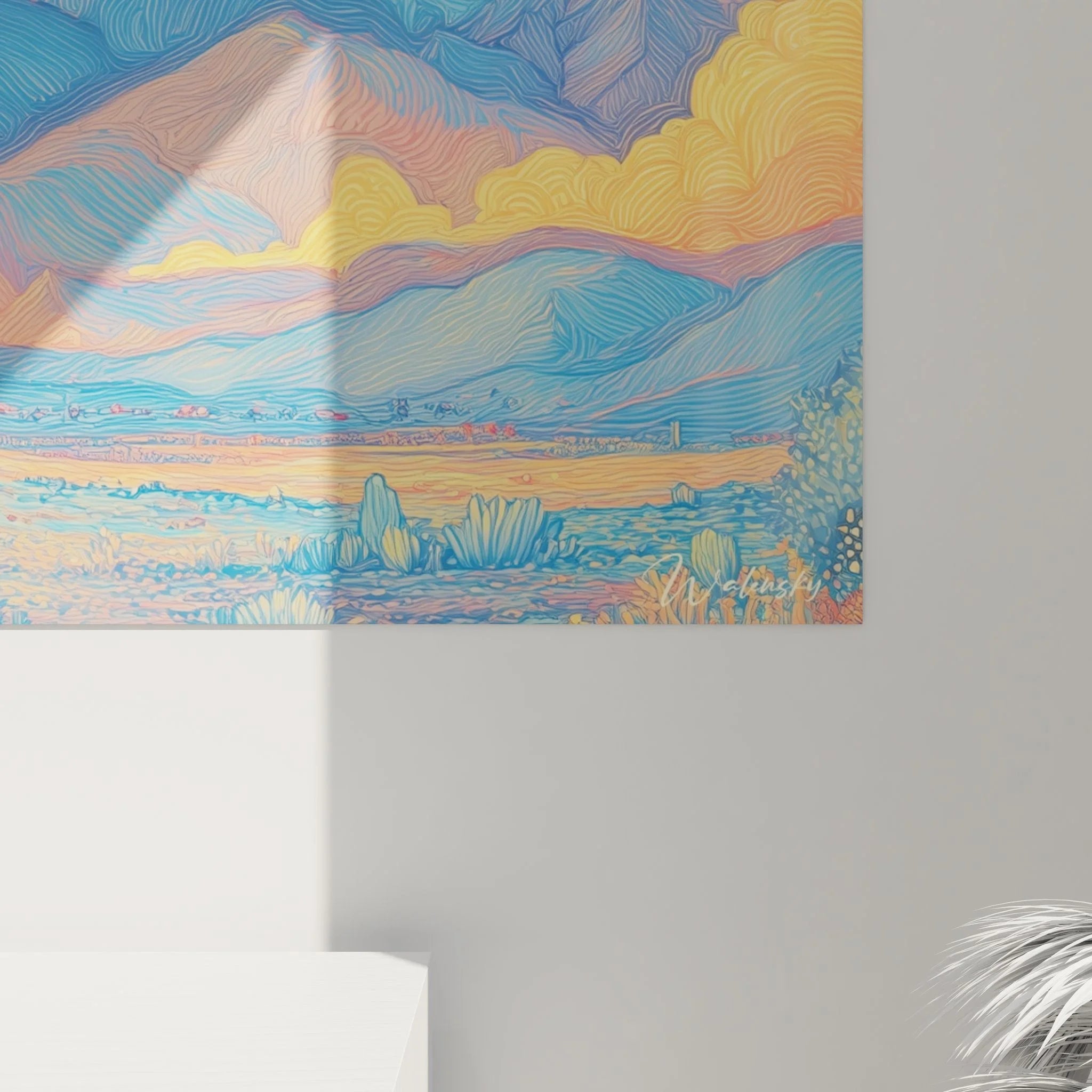 Gesamtansicht Bergpanorama Wandbild Wüste - Komplette sternenklare Landschaft mit majestätischen Bergen