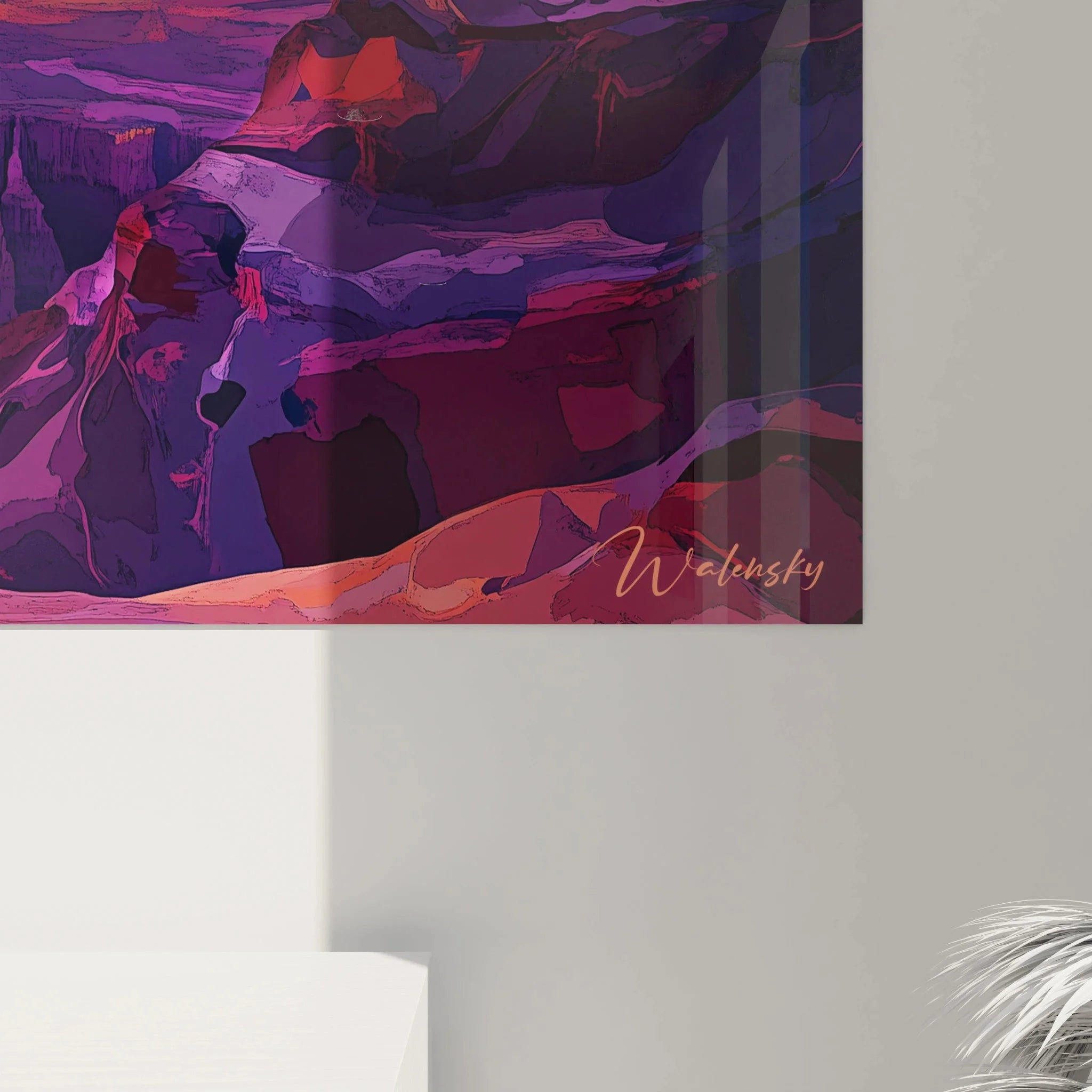 Gesamtansicht mystisches Canyon Wandbild - imposante Felsformationen in dramatischer Wüstenlandschaft