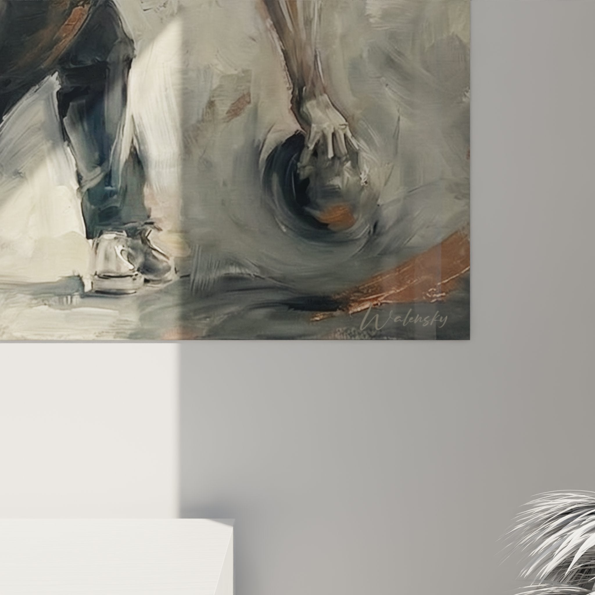 Gesamtansicht des künstlerischen Bowling-Wandbildes mit impressionistischer Darstellung des Sports