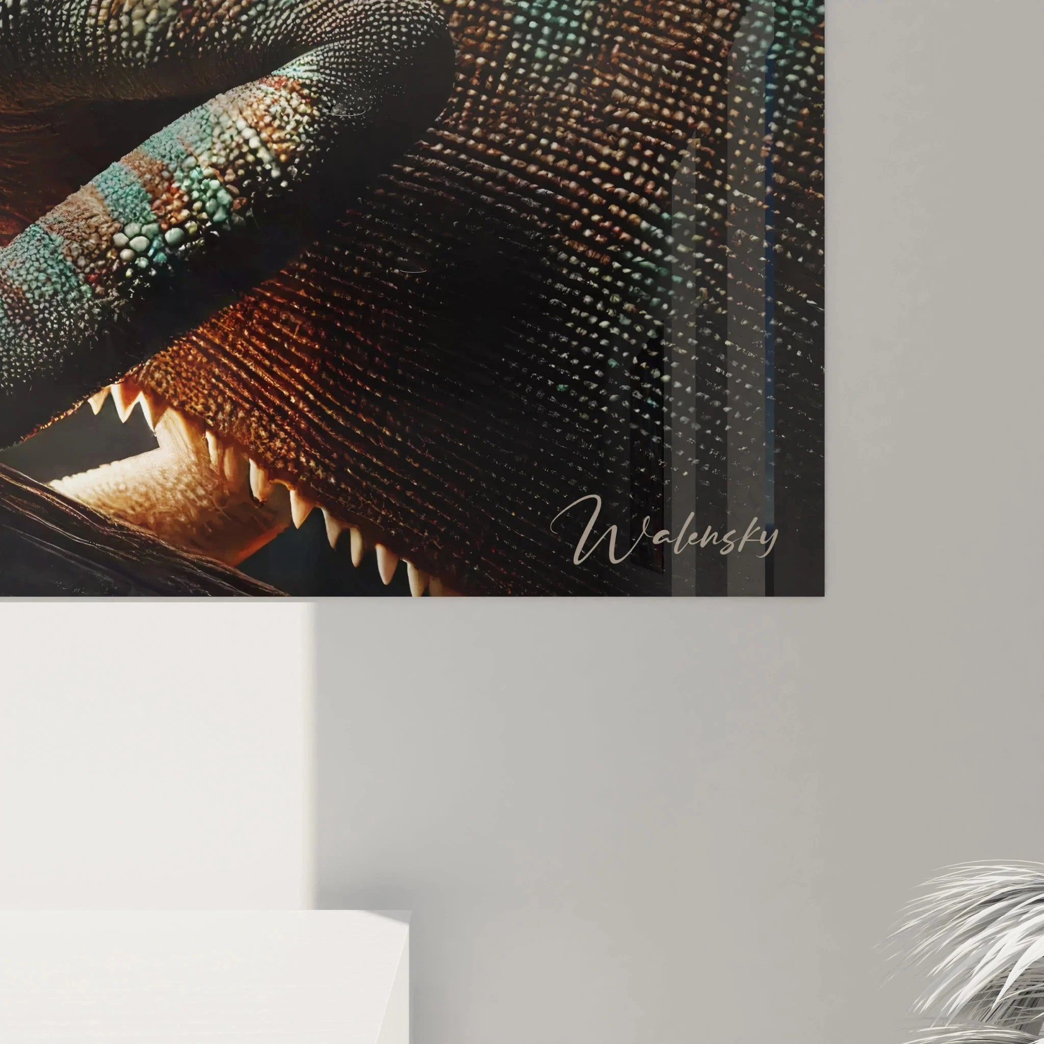 Chamäleon Wandbild Gesamtansicht - Reptilien Kunstwerk für Wohnzimmer