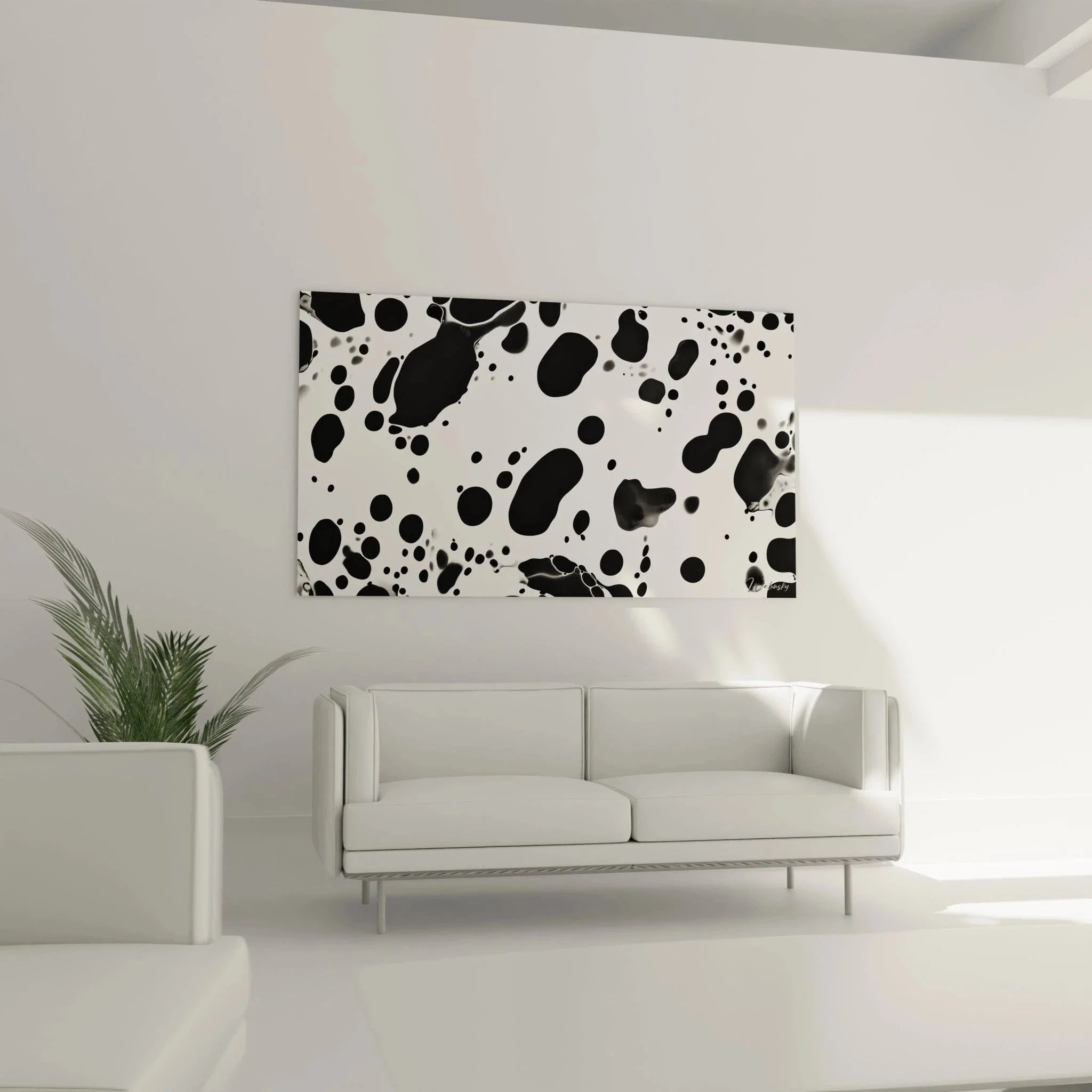 Nahaufnahme Wandbild Dalmatiner Muster Details schwarze Punkte weiße Grundfarbe