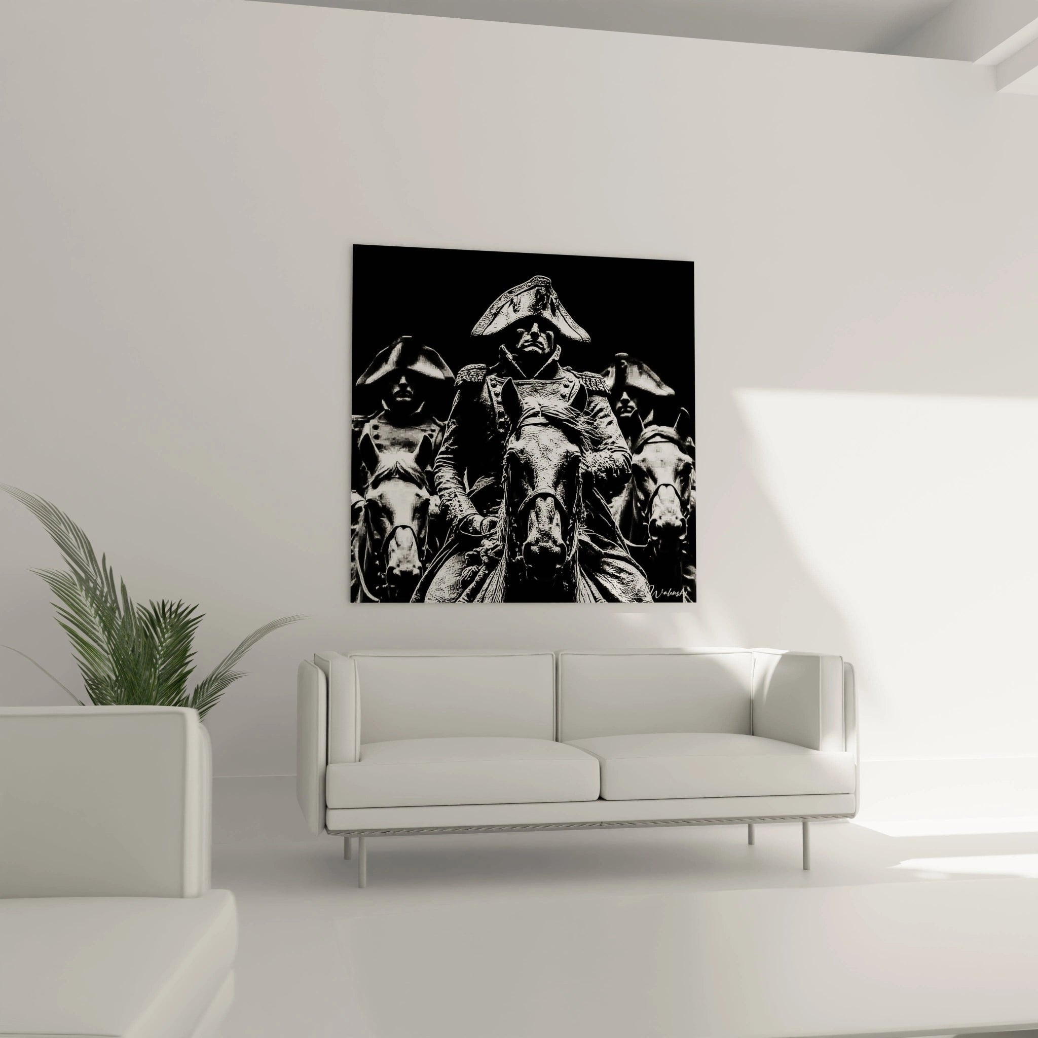 Nahaufnahme Napoleon Bonaparte Wandbild Details Dreispitz Uniform schwarz-weiß Kunstdruck