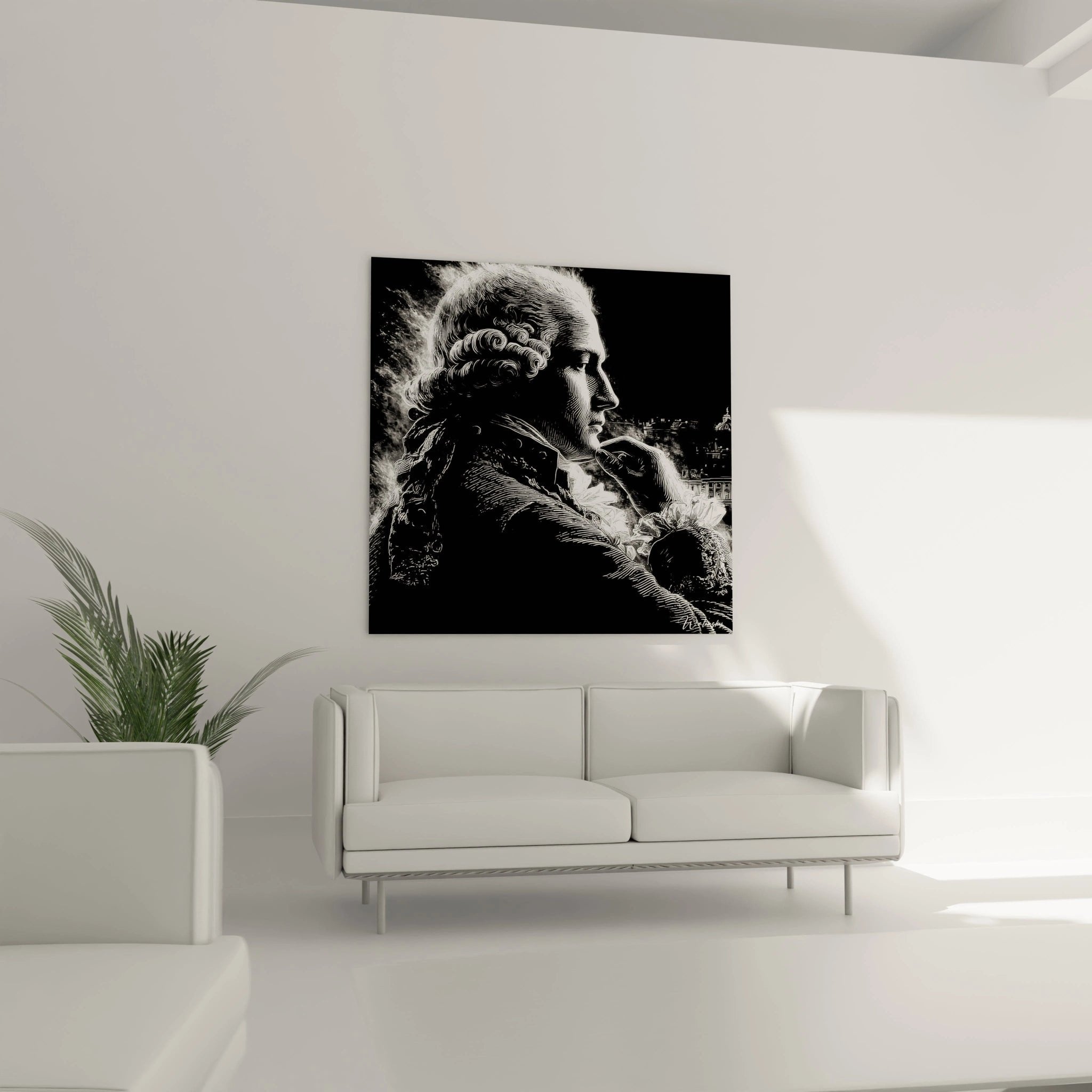 Detailansicht Ludwig XVI Portrait zeigt feine Linienführung und kunstvolle Gestaltung des Königsbildes