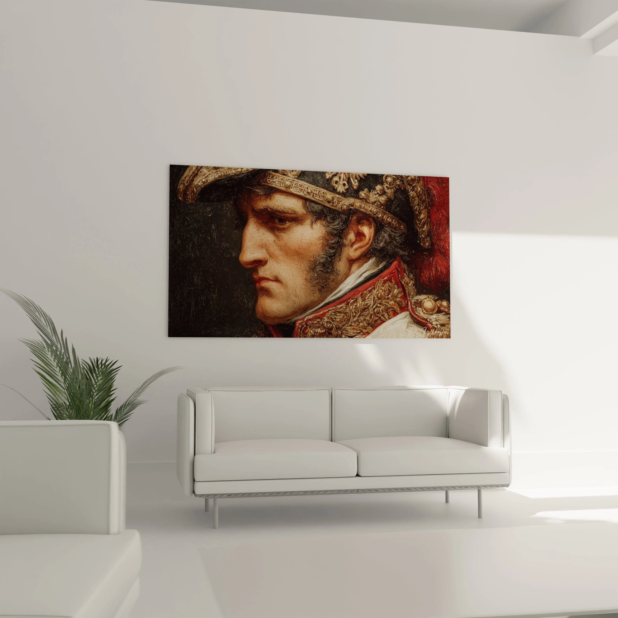 Nahaufnahme Napoleon Porträt Wandbild - Details der goldenen Krone und kaiserlichen Gesichtszüge