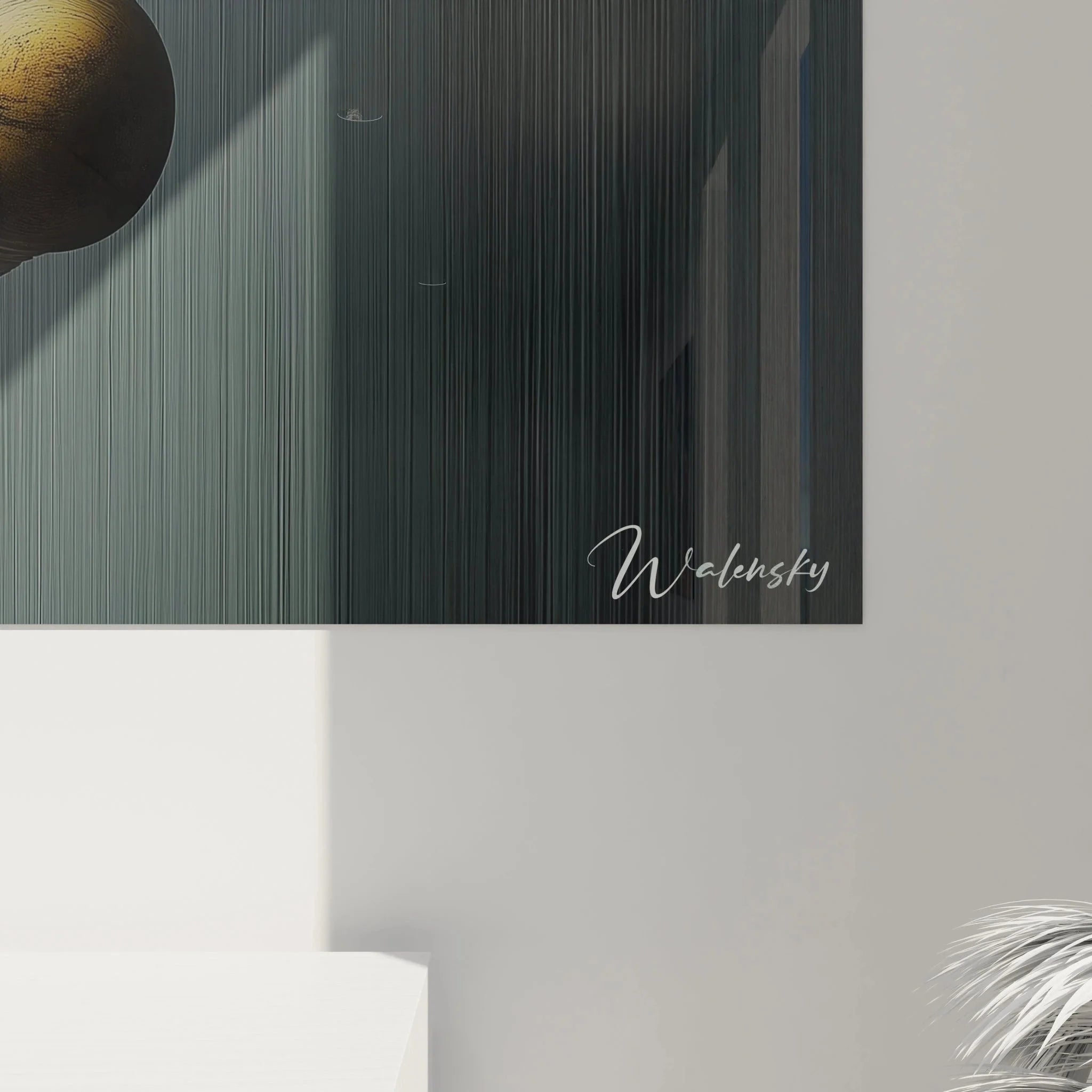 Gesamtansicht Cyberpunk Wanddekoration - Futuristische Frau mit digitalem Hintergrund und Metallelementen