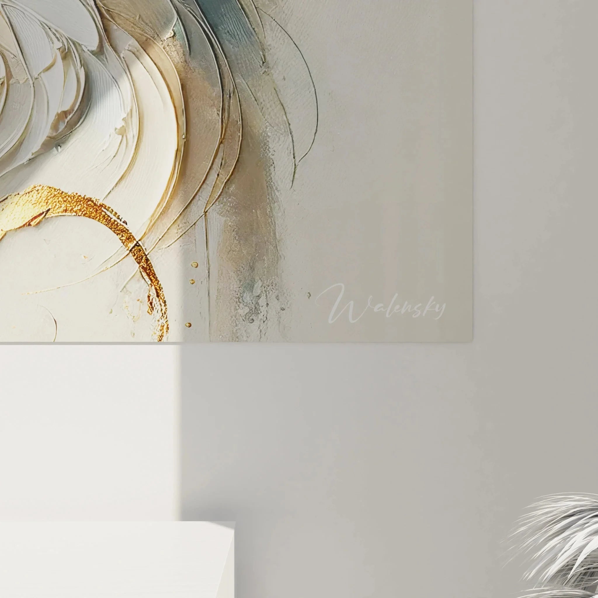 Gesamtansicht Designer Wandbild Affe in elegantem Pastellton Design mit Goldakzenten