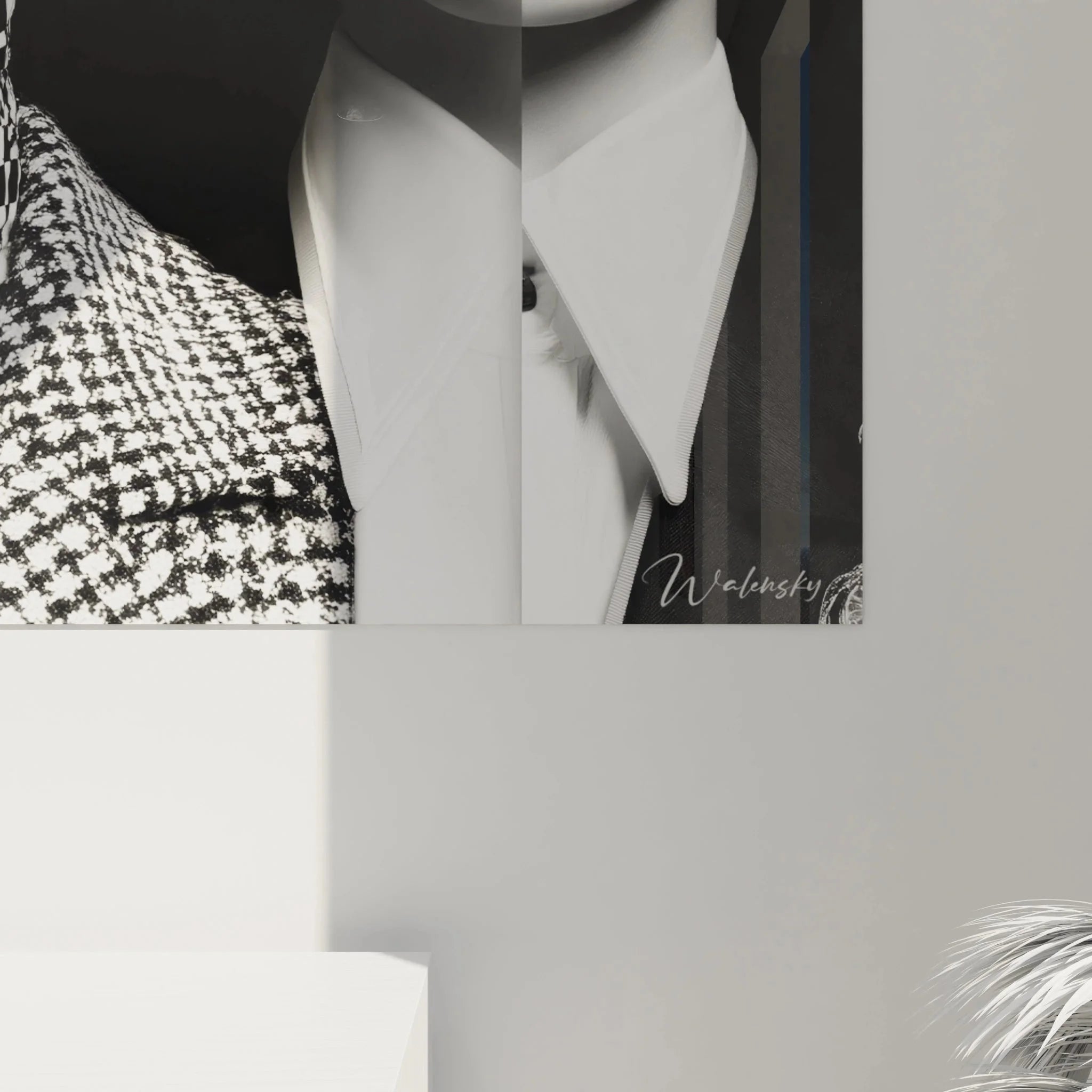 Gesamtansicht Designer Wandbild Mode - schwarz-weiße Doppel-Perspektive Wandkunst