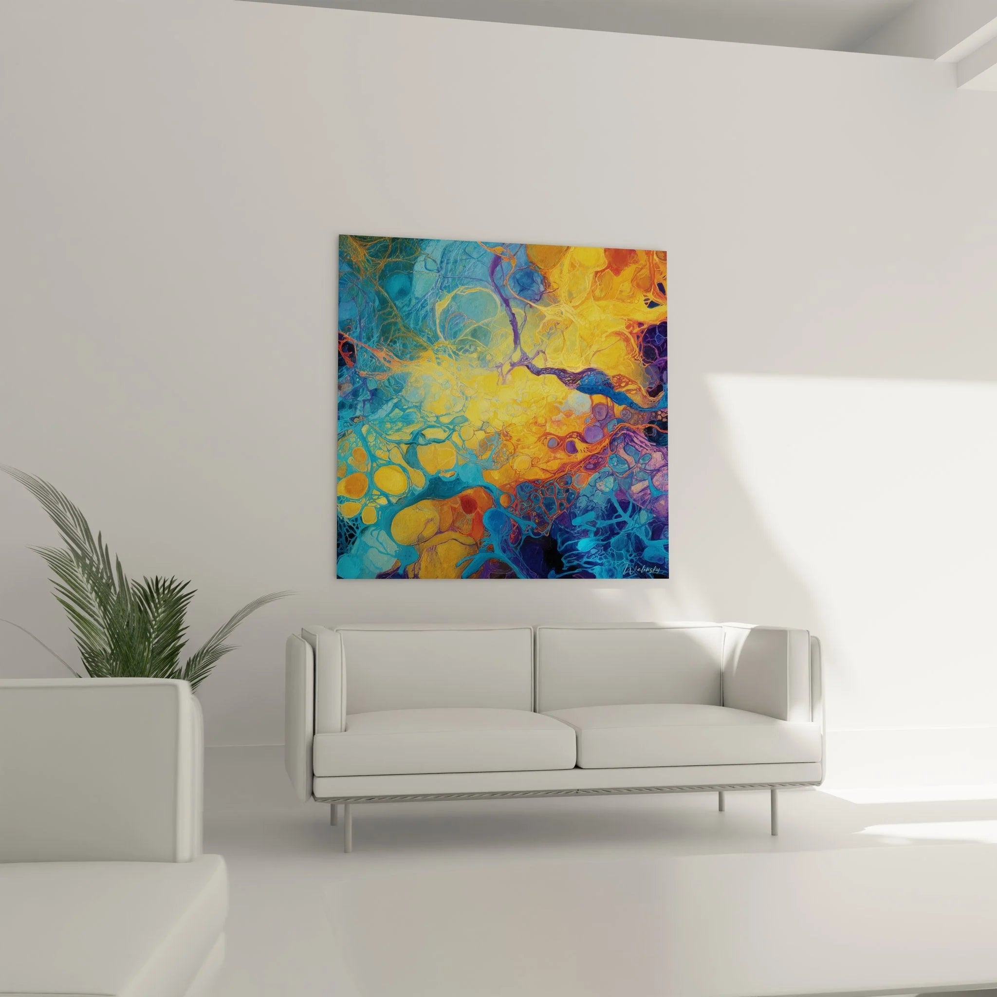 Detailaufnahme abstrakte Neuronale Kunst mit organischen Strukturen und Farbverläufen