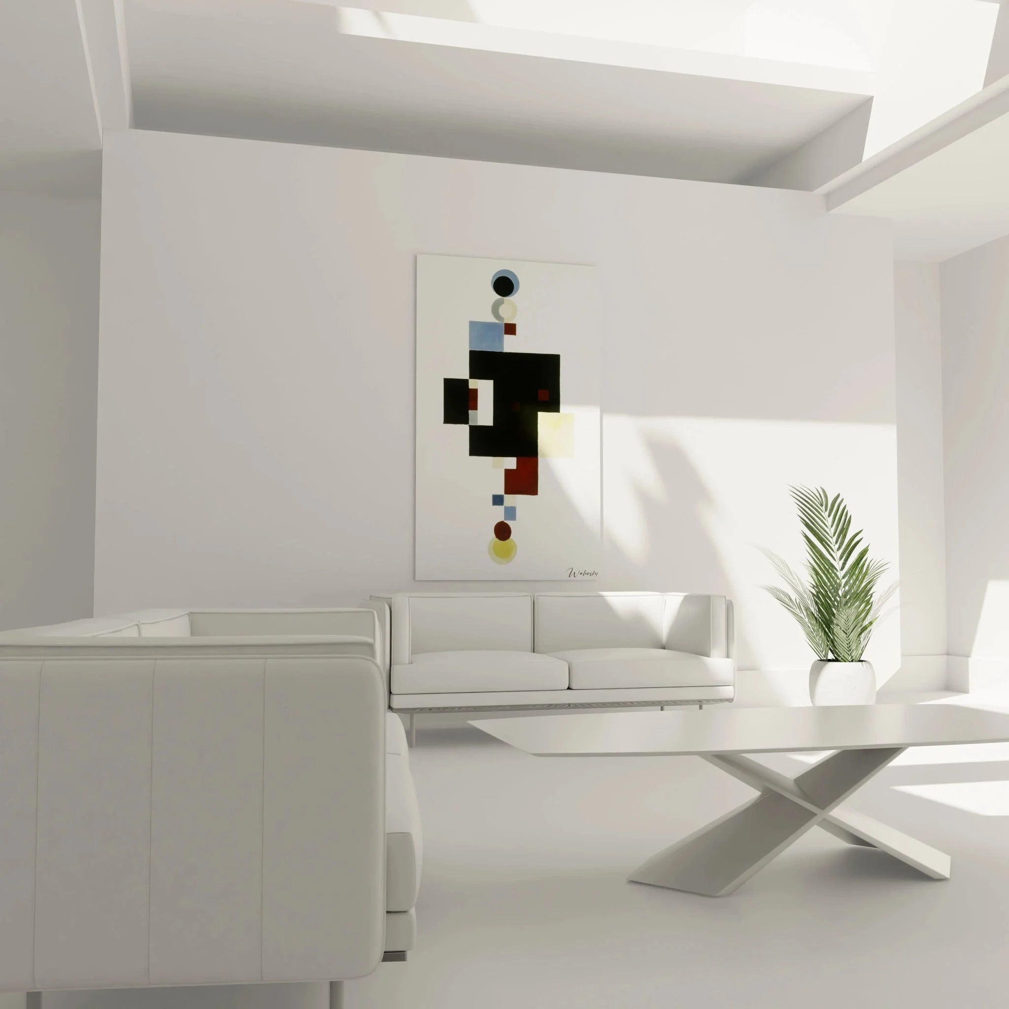 Detailansicht geometrische Formen konstruktivistische Komposition abstrakte Wandkunst Nahaufnahme