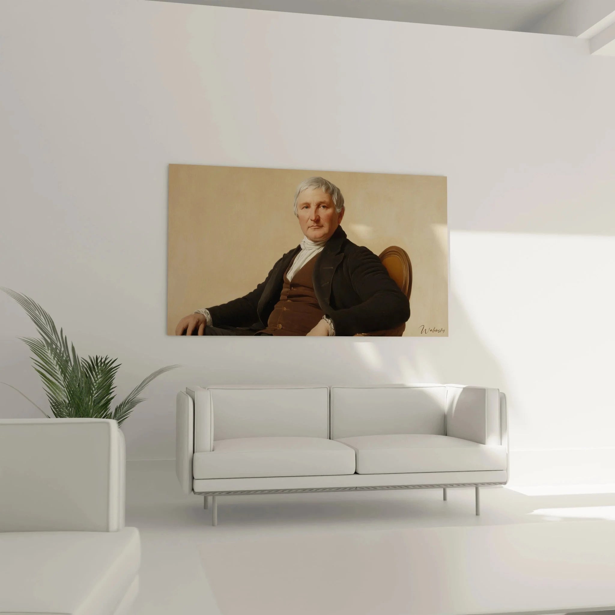 Detail Herrenporträt Wandbild - Nahaufnahme des distinguierten Gentlemen mit silbergrauem Haar