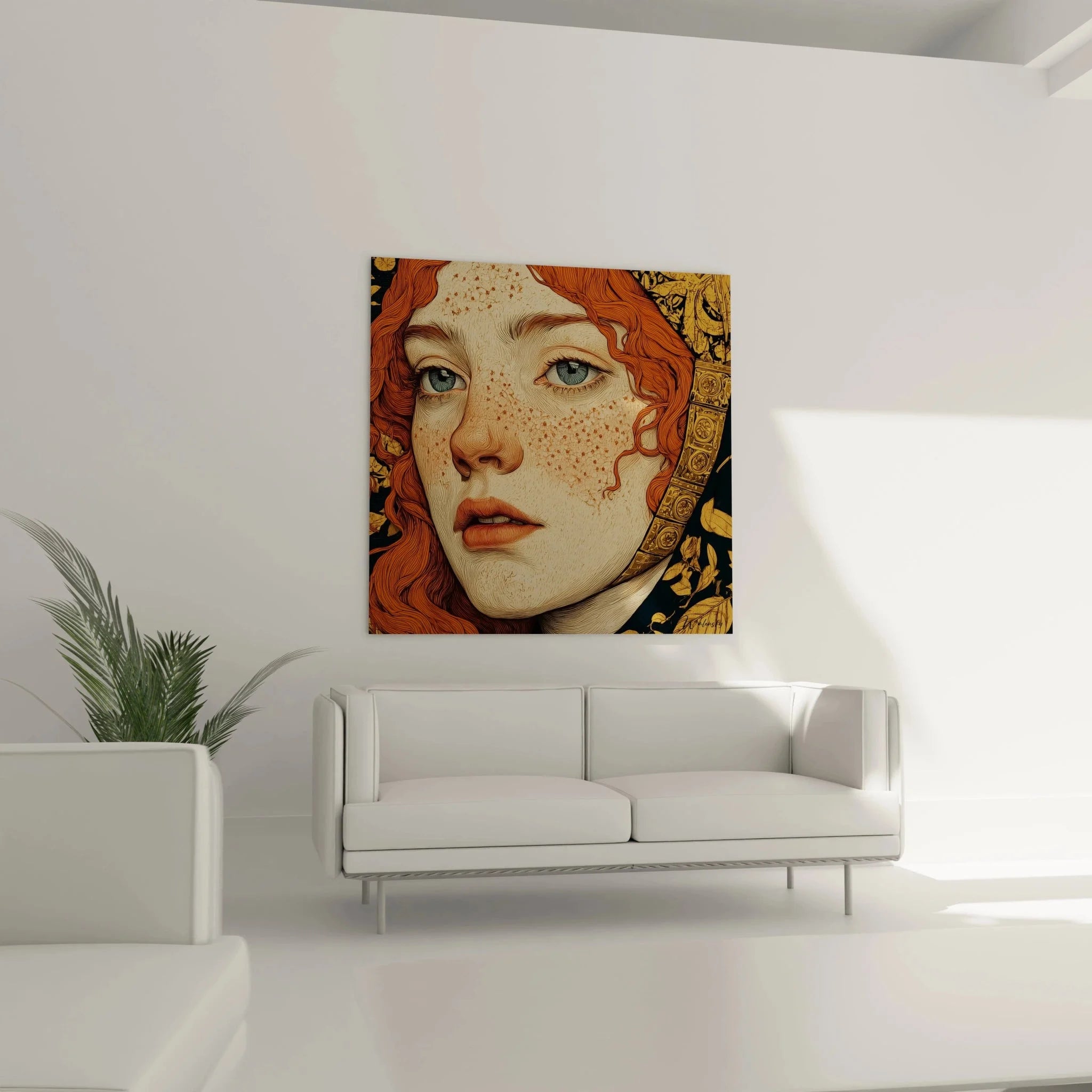 Detailaufnahme Venus Porträt Wandbild mit ornamentalen Jugendstil Verzierungen