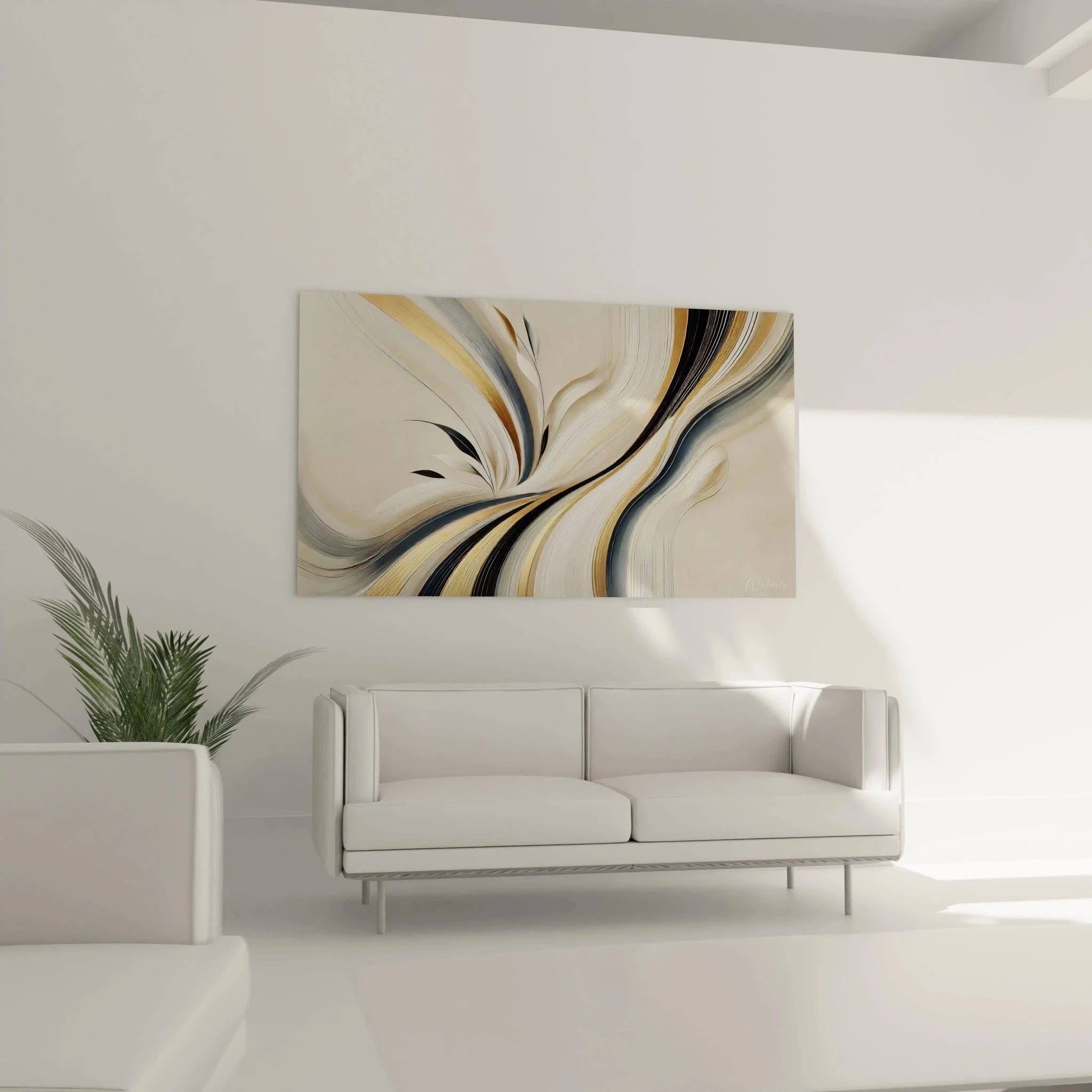 Detailansicht Wandbild abstrakte Bewegung - Pinselstriche und Farbverläufe in Acryl-Optik Qualität