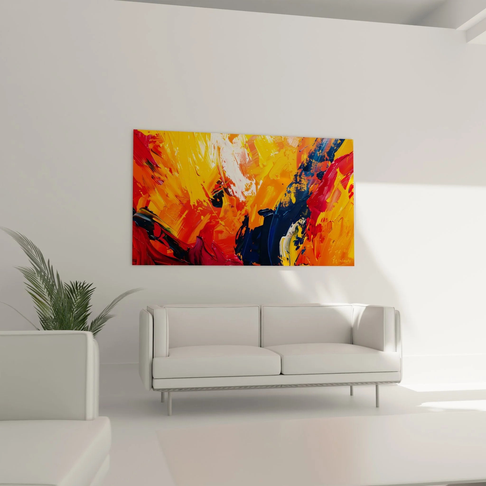 Detailansicht Wandbild abstrakte Malerei mit dynamischen Pinselstrichen - Premium Kunstdruck