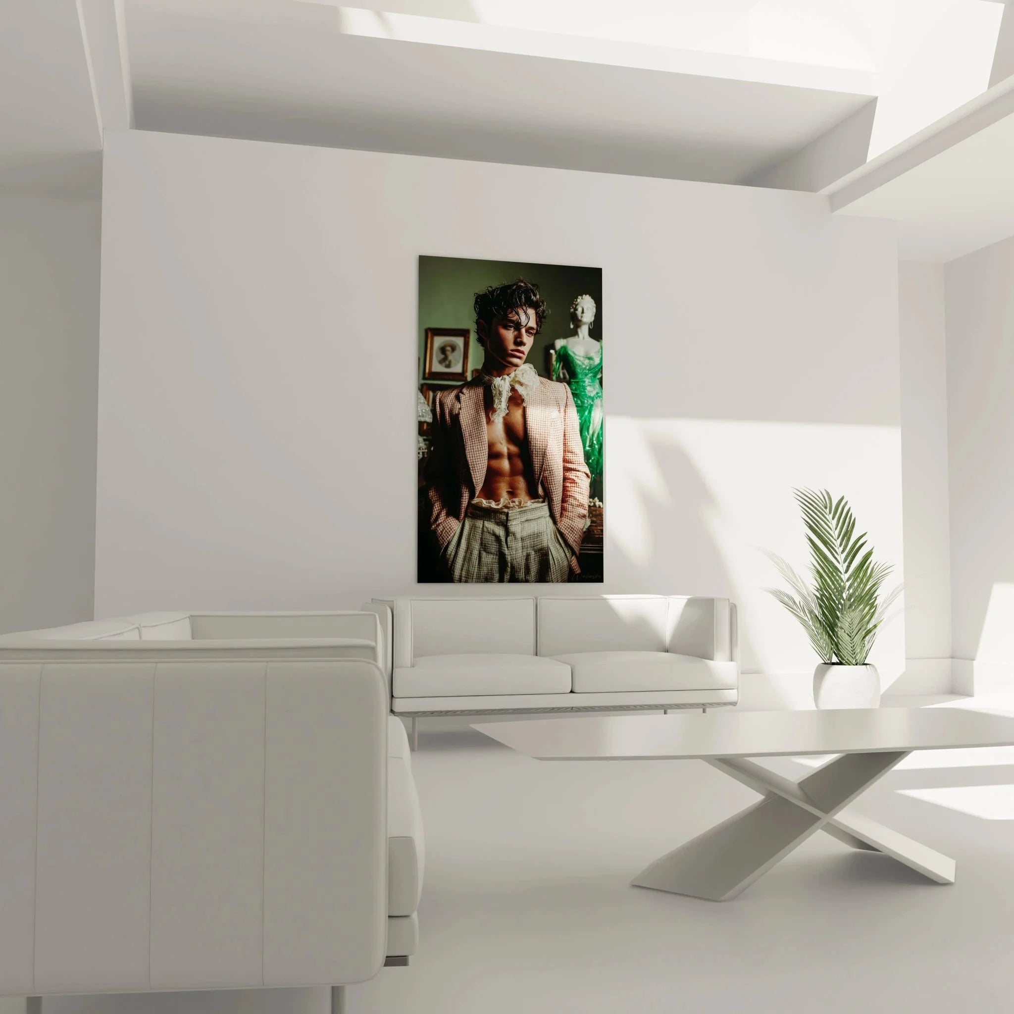 Detailaufnahme Wandbild eleganter Gentleman mit klassischer Spitzenkrause - Männliche Eleganz Kunstwerk