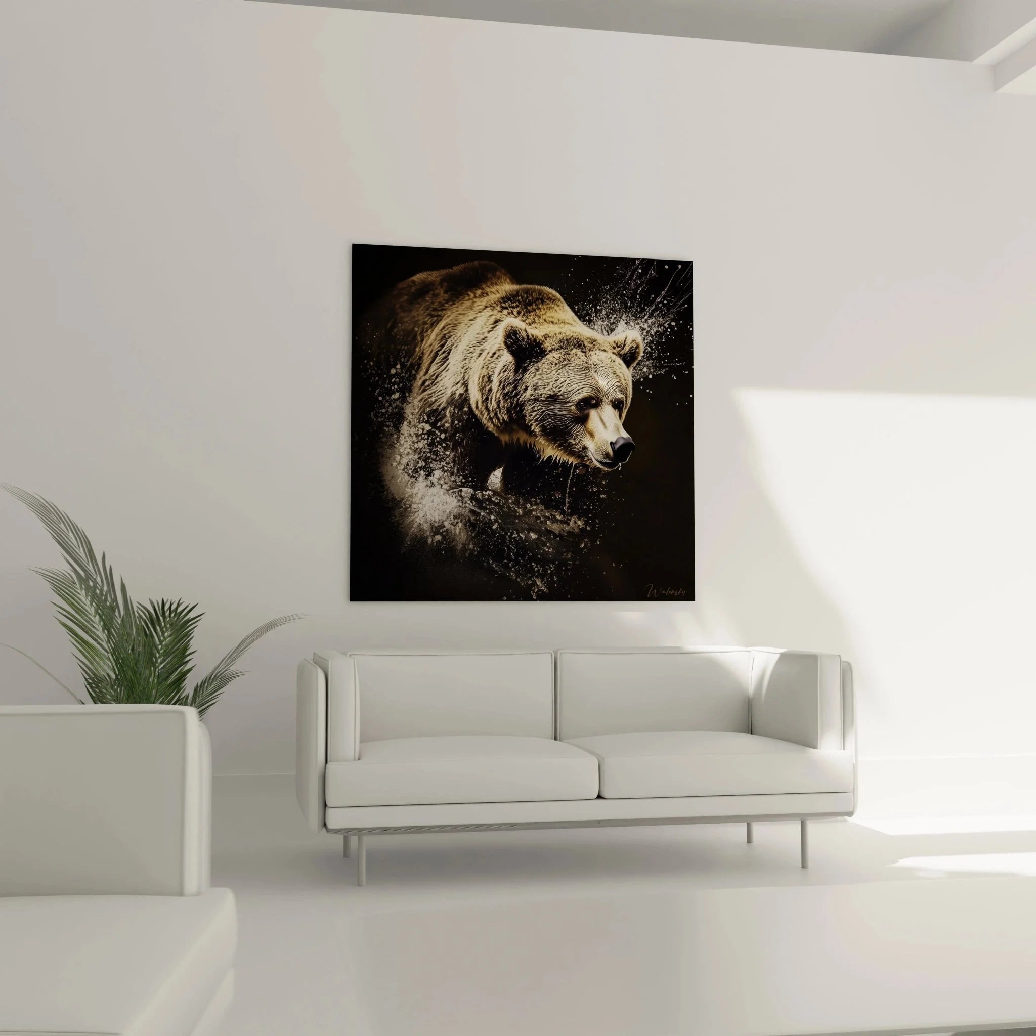Detailansicht Wandbild Braunbär, realistische Bären Wandkunst Nahaufnahme