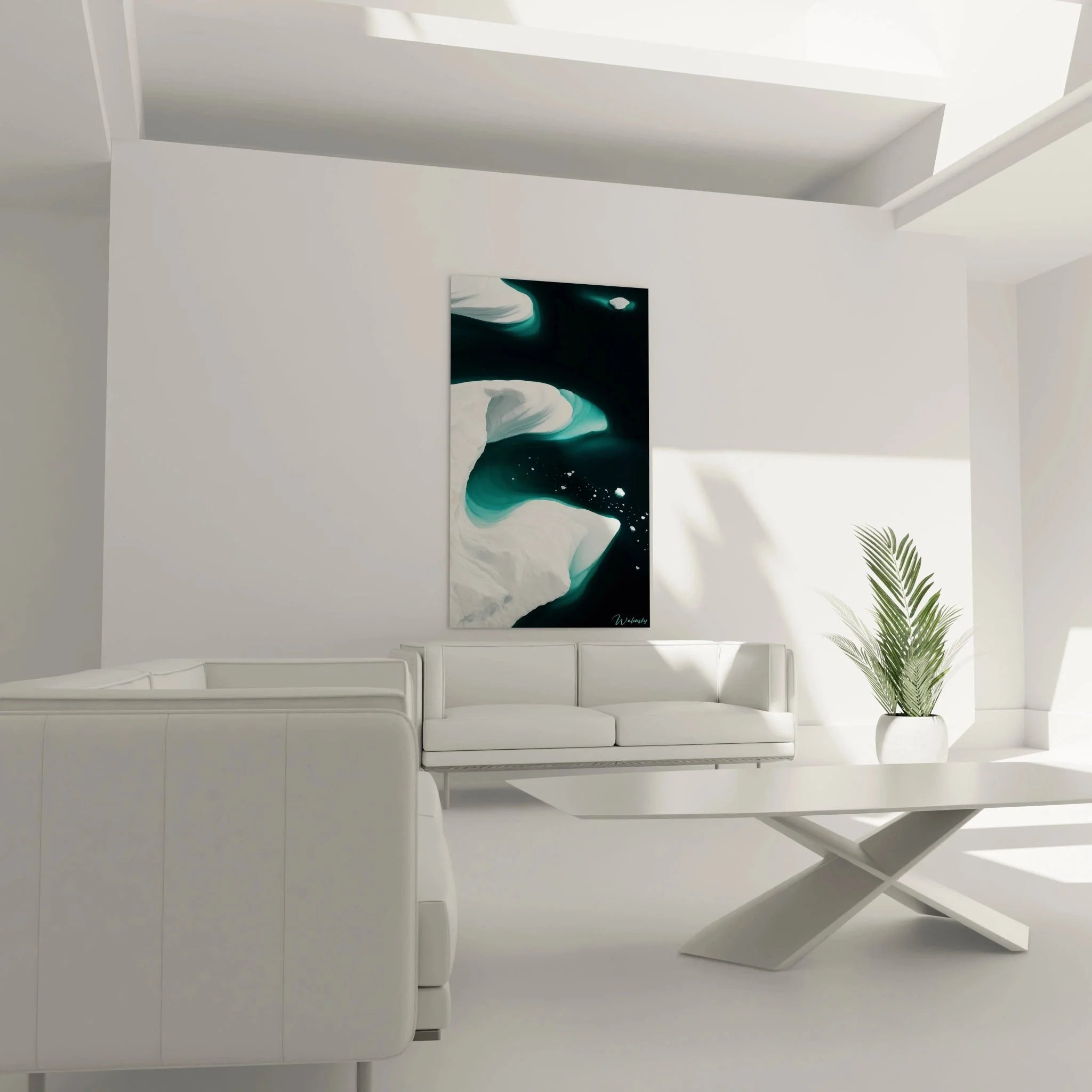 Detailansicht Wandbild Eisschollen - Hochwertige Druckqualität türkises Wasser Eisberge Motiv