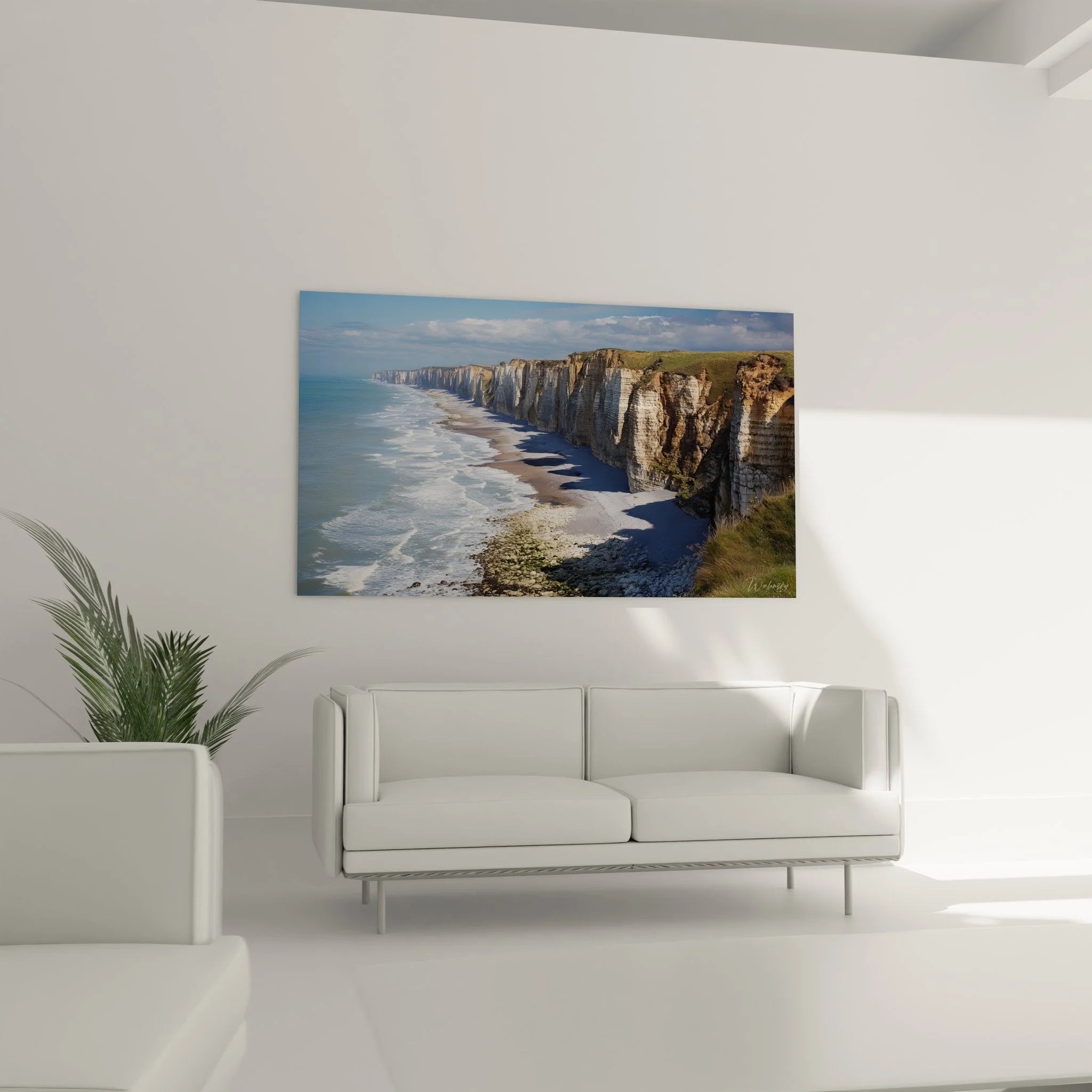 Detailansicht Wandbild Kreidefelsen mit Textur der weißen Kalksteinfelsen der Normandie Küste