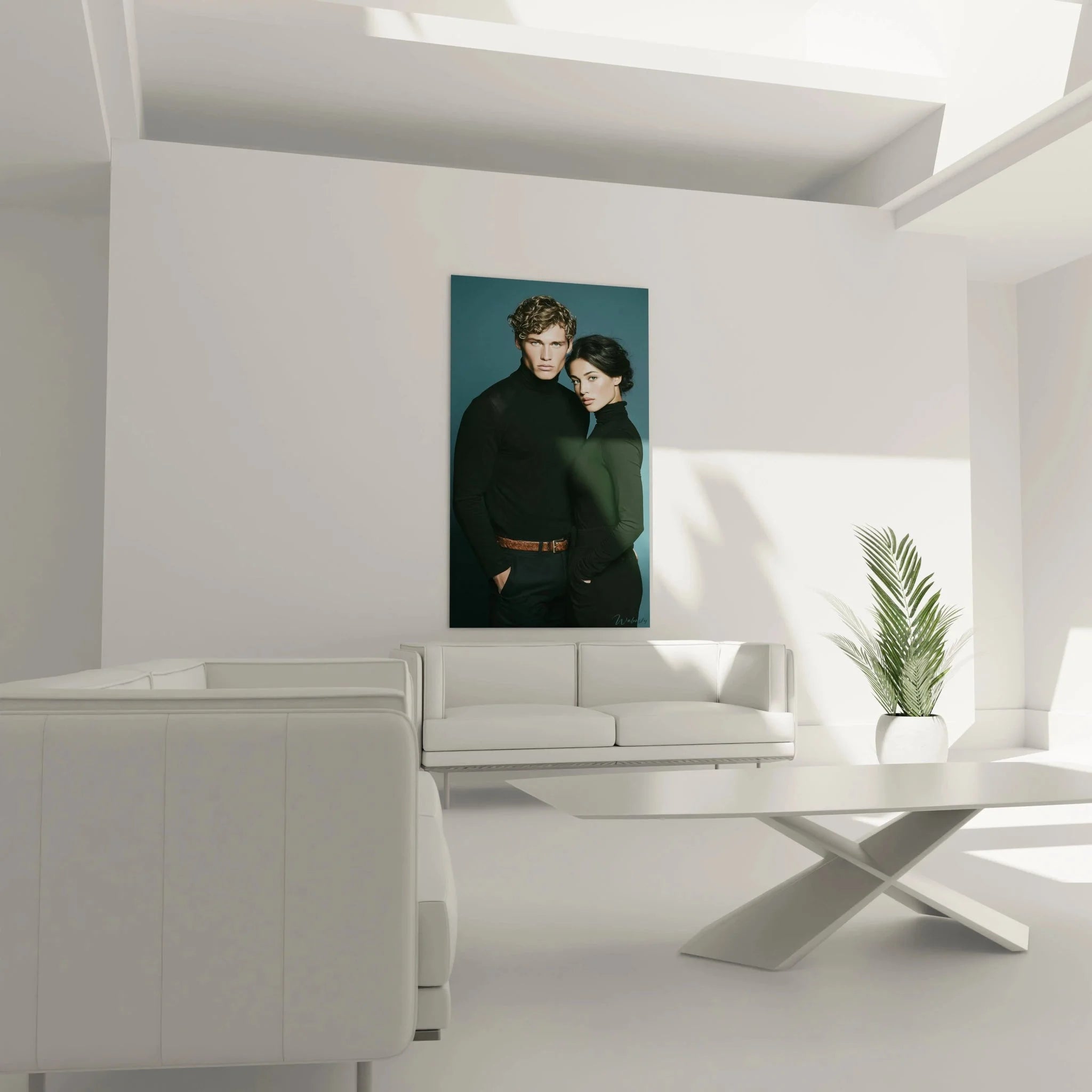 Detailaufnahme Wandbild Männerduo, premium Kunstdruck männliche Schönheit in hoher Qualität