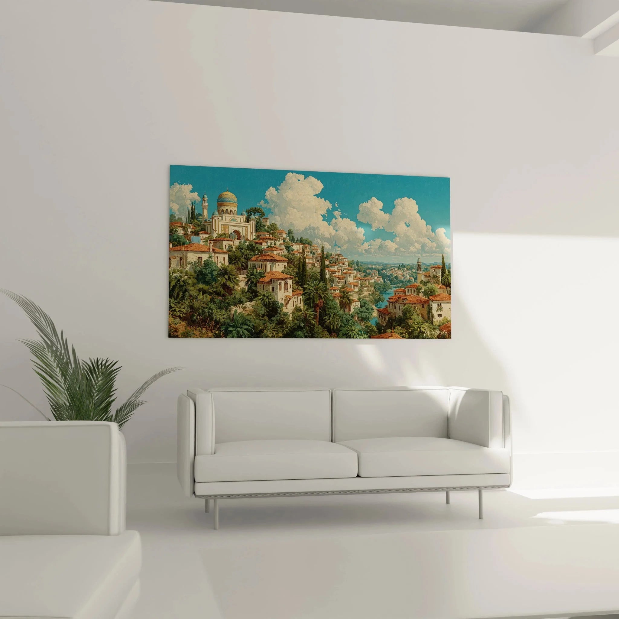 Detailansicht Wandbild orientalische Architektur mit Kuppelmoschee und islamischen Bauelementen