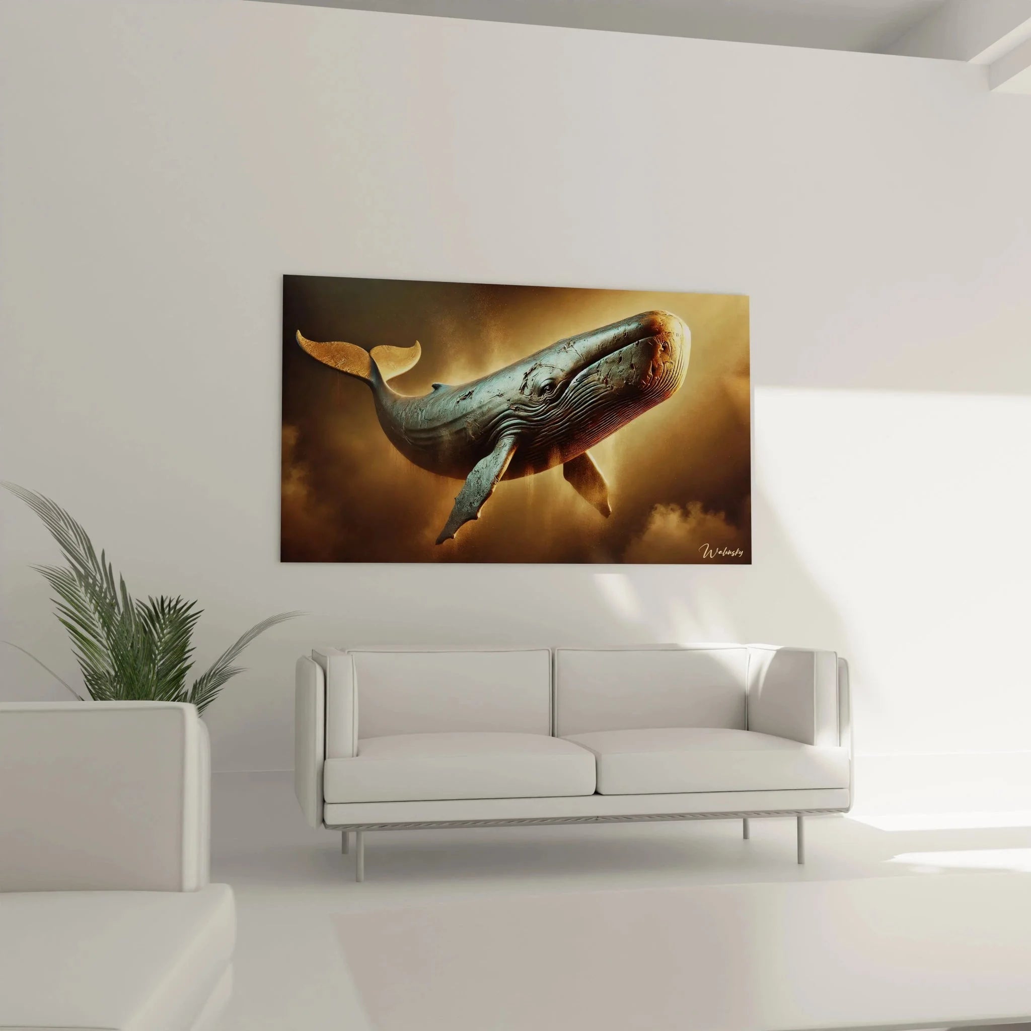 Detailansicht Wandbild Pottwal - hochwertige Wal Kunstdruck Textur und Farben