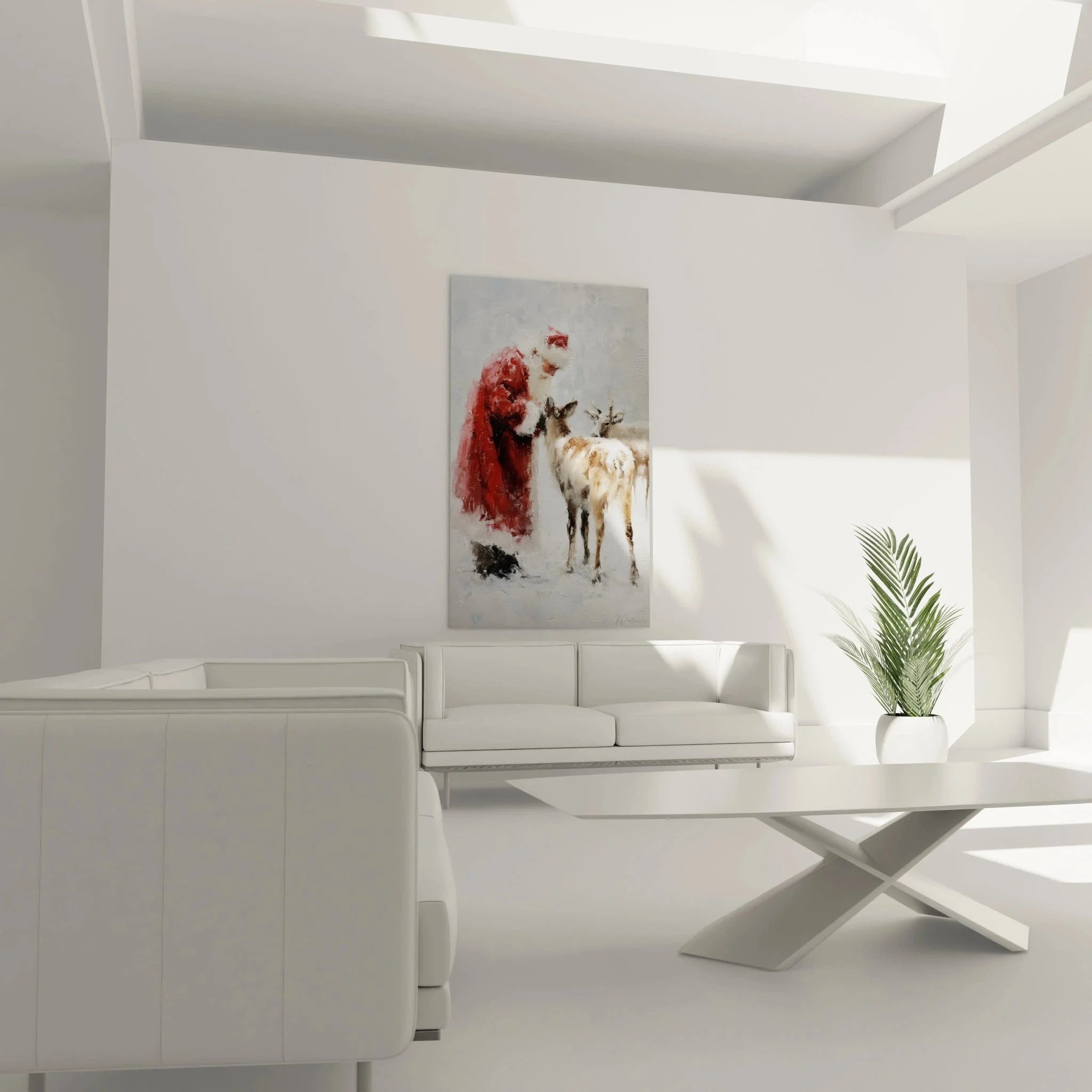 Detailansicht Wandbild Weihnachtsmann - impressionistische Weihnachtskunst