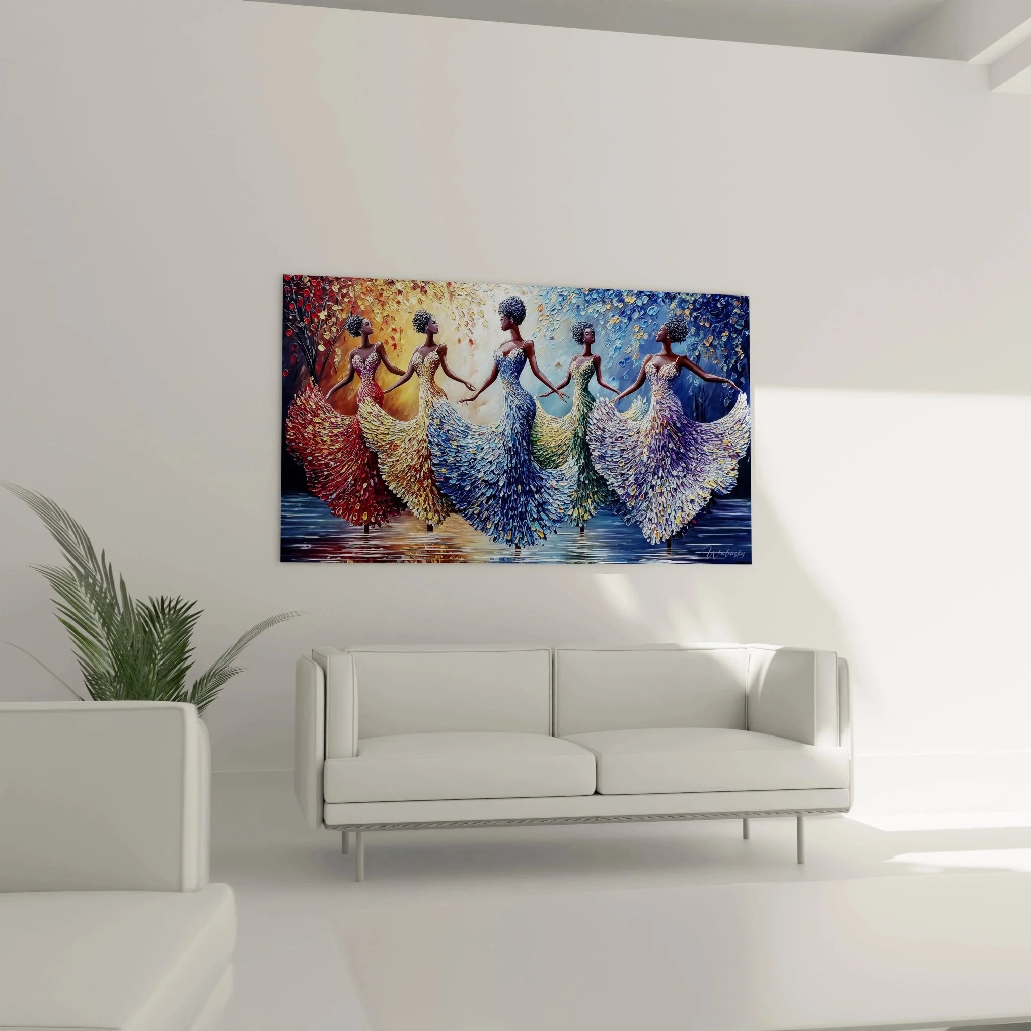 Detailansicht der kunstvollen Kleider und Bewegungen der afrikanischen Tänzerinnen