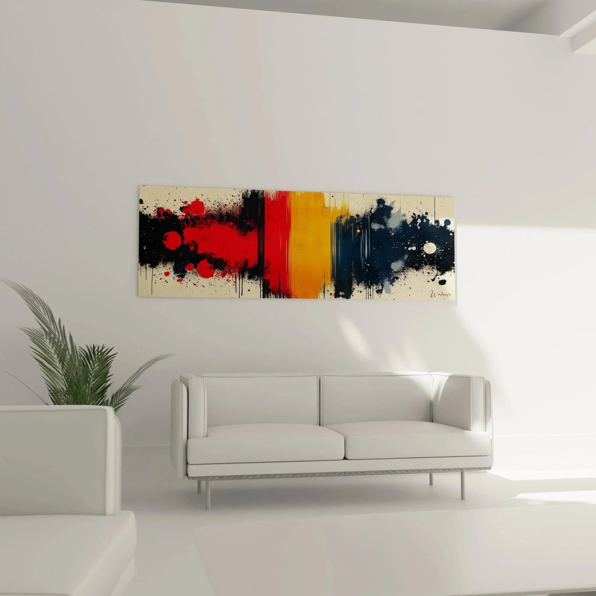 Detailansicht Wandbild Farbspritzer Technik expressionistische abstrakte Malerei
