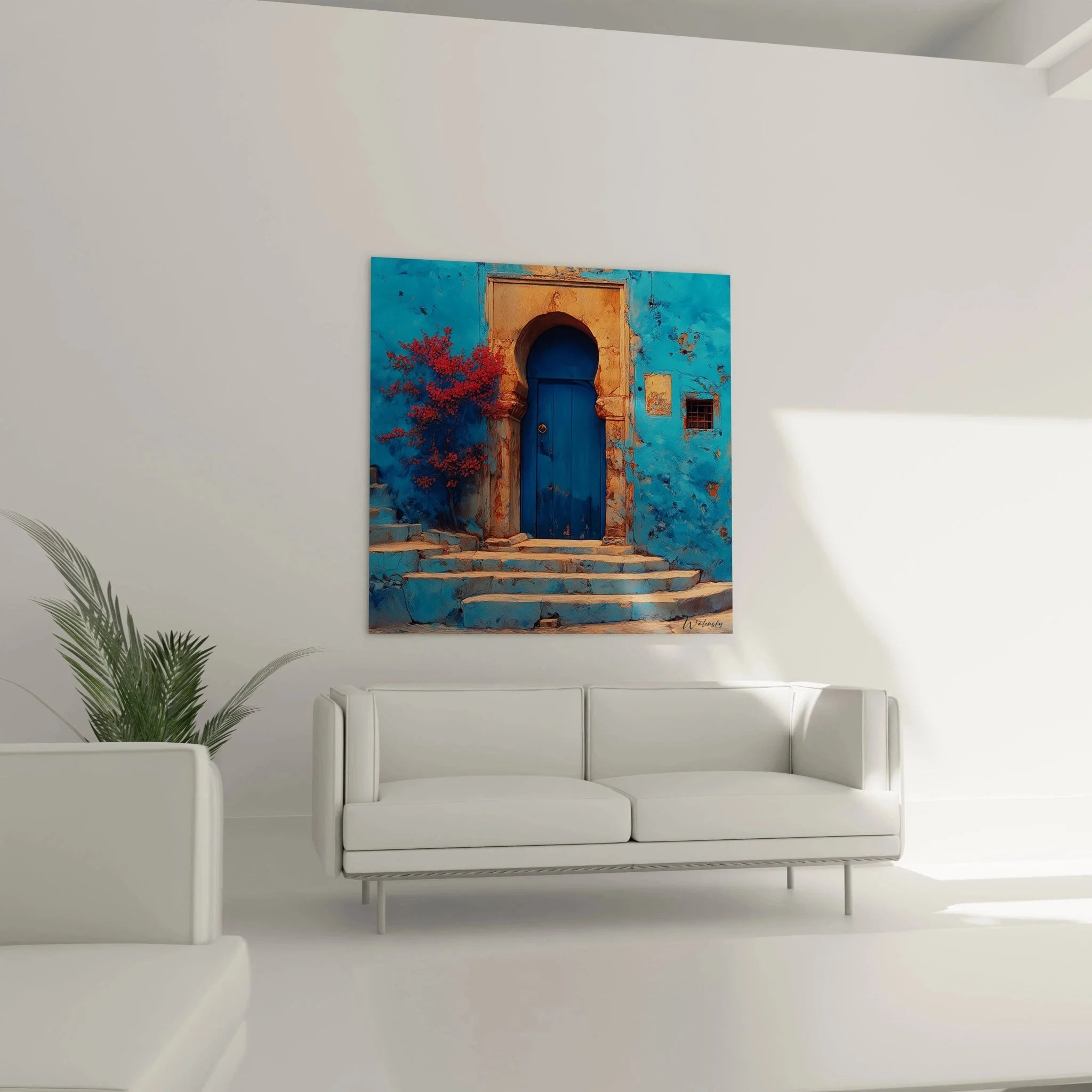 Detailansicht orientalische Tür mit Hufeisenbogen und traditioneller Architektur