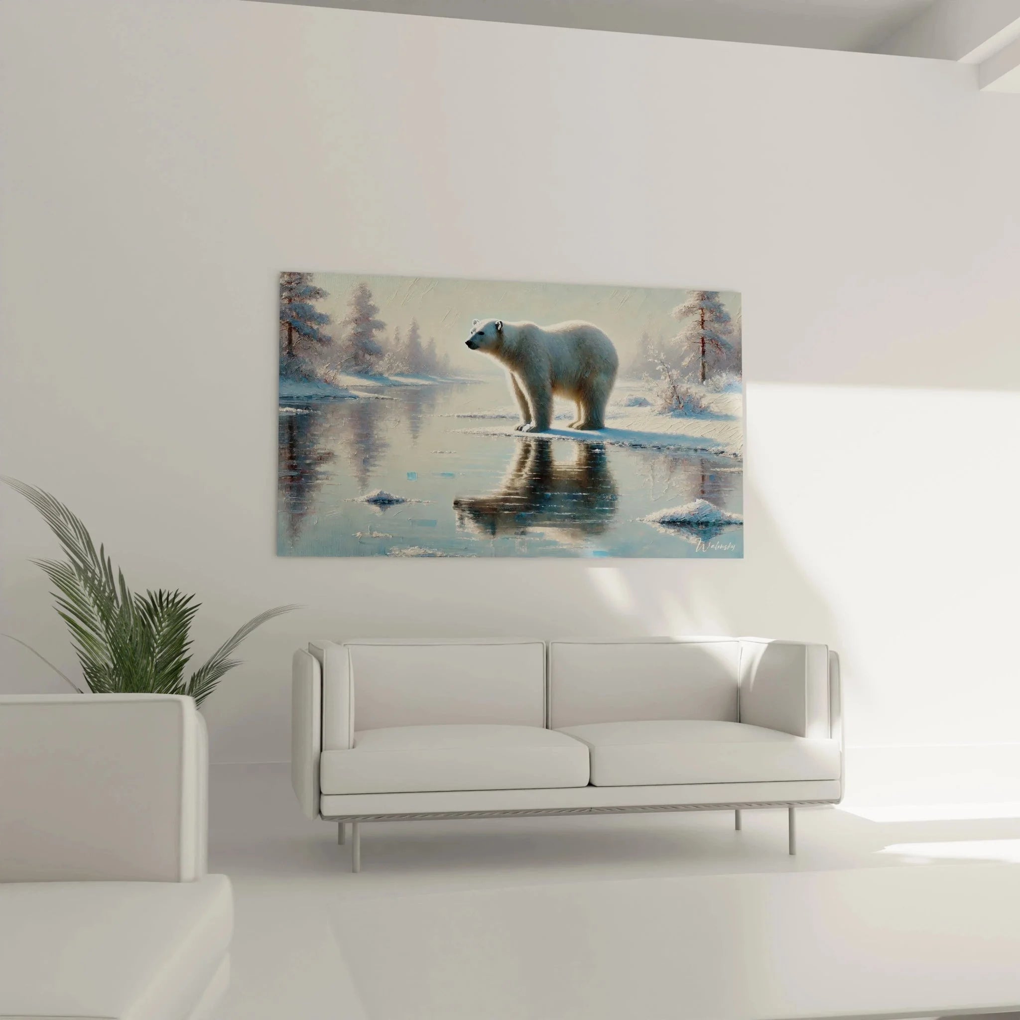Detailansicht Eisbär Leinwand Kunst, hochwertige Druckqualität Wildlife Wandbild