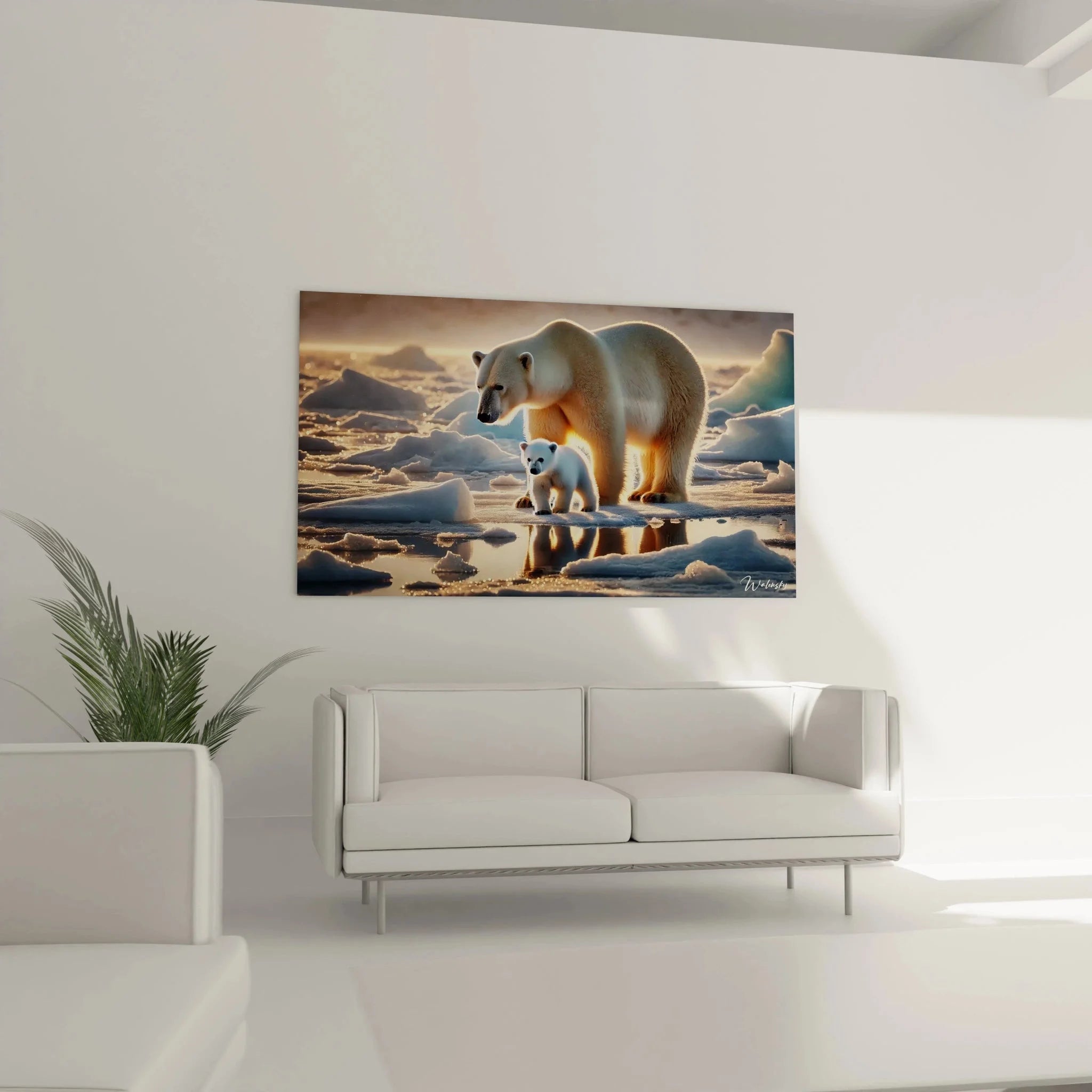 Detailaufnahme Eisbär Wandbild zeigt emotionale Verbindung zwischen Mutter und Kind