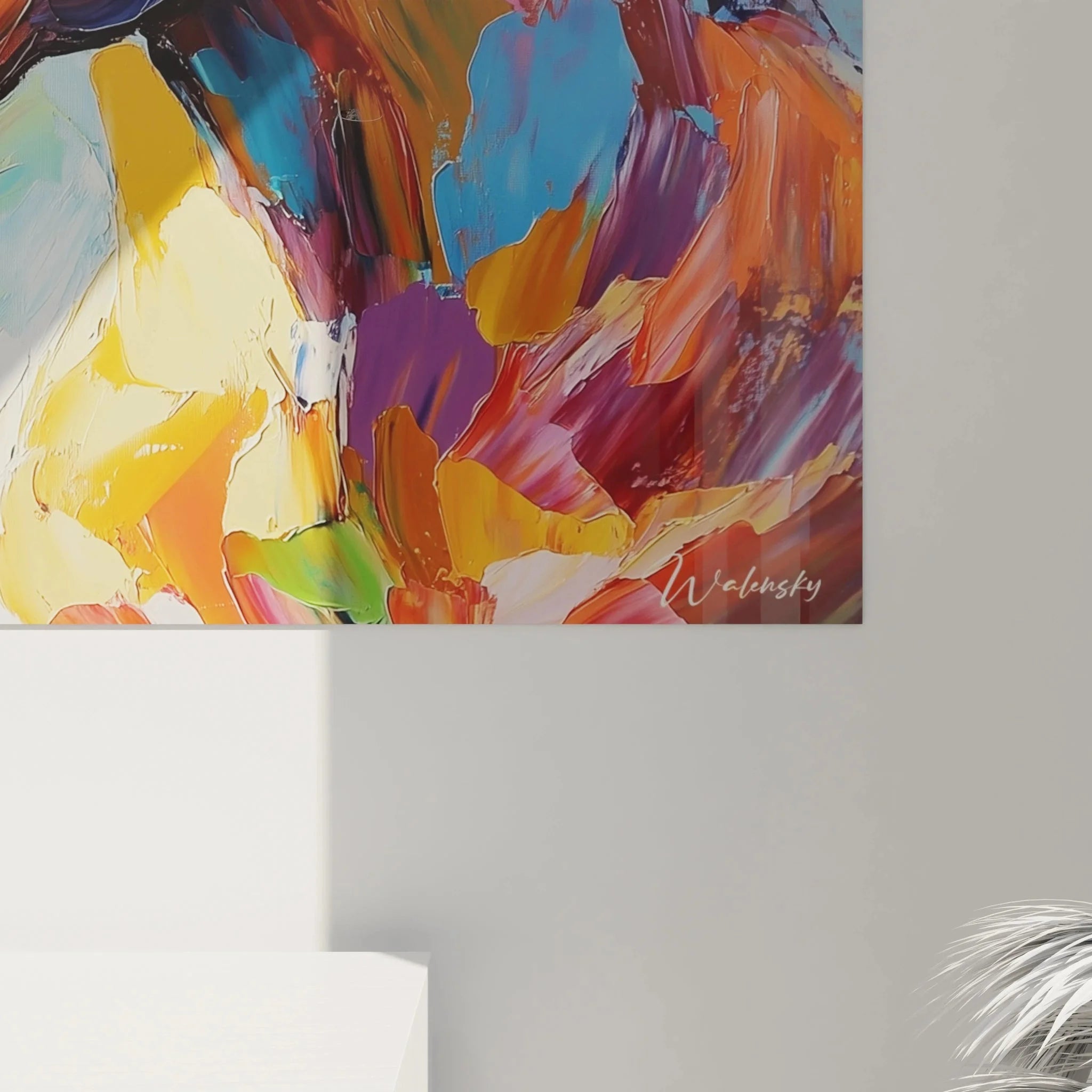 Gesamtansicht farbiges Pferd Wandbild - moderne Pferdekunst für Wohnraumdekoration