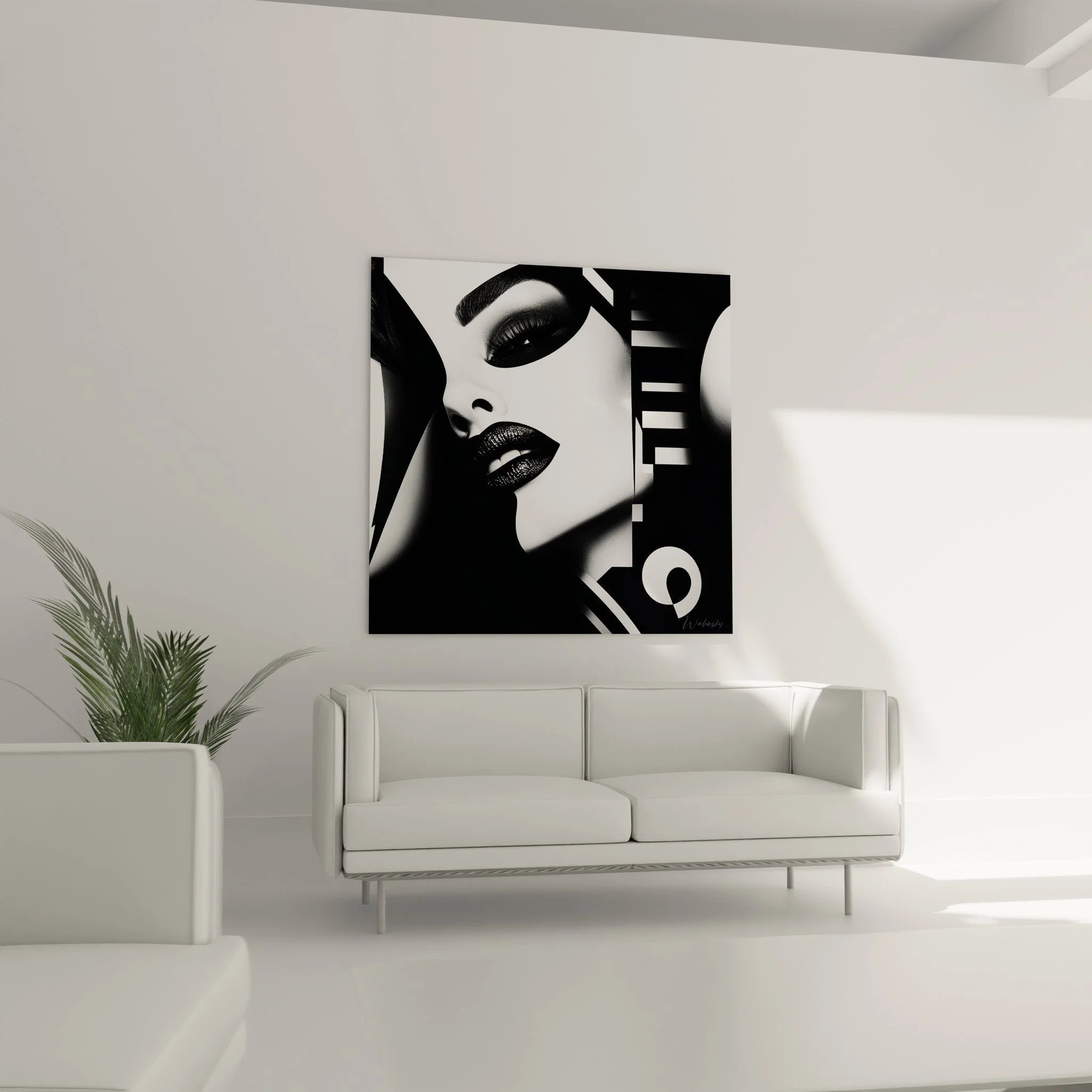 Detailansicht Fashion Wandbild mit perfekten Gesichtszügen und glänzenden Lippen