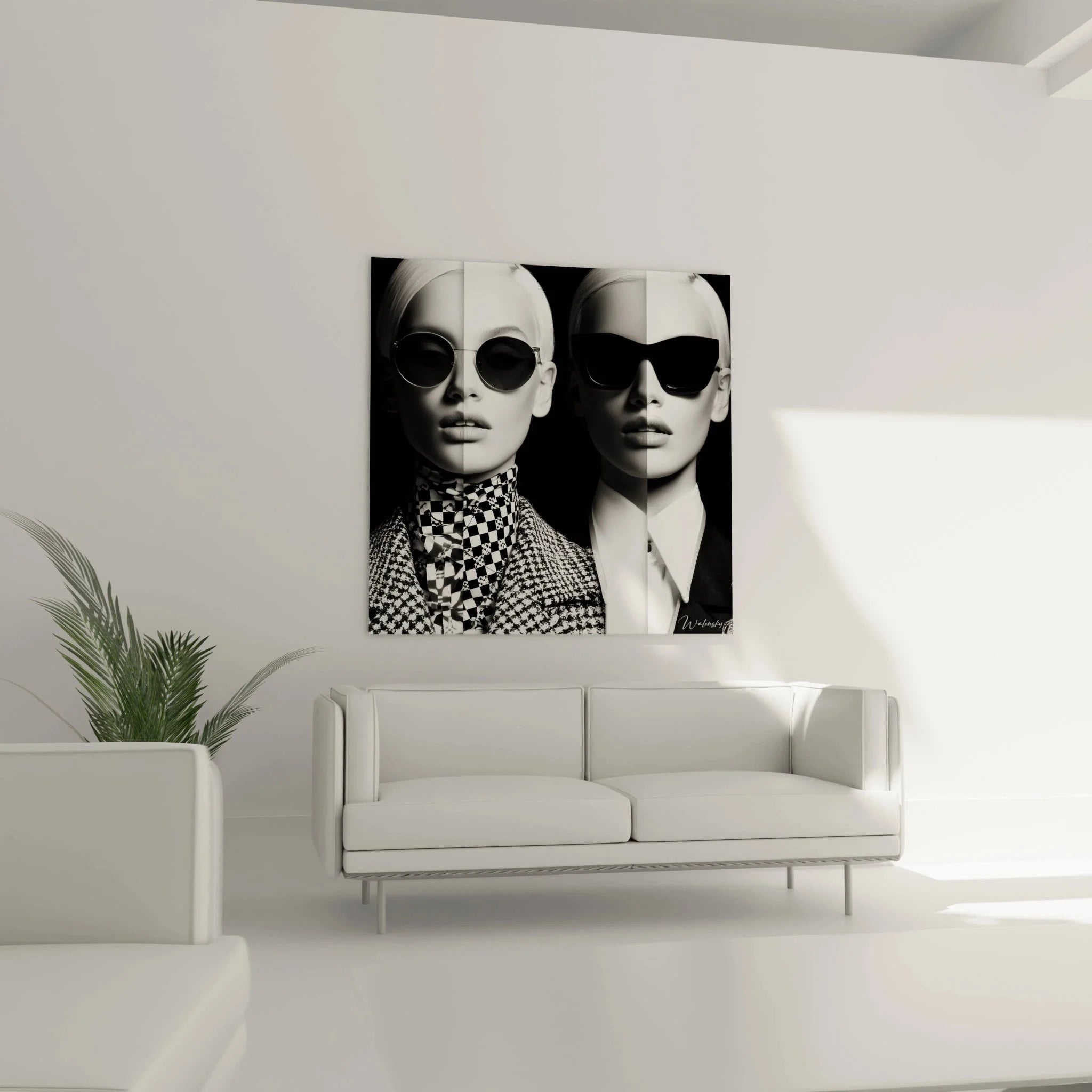 Nahaufnahme Fashion Wandbild - elegantes schwarz-weiß Portrait mit Sonnenbrille Details