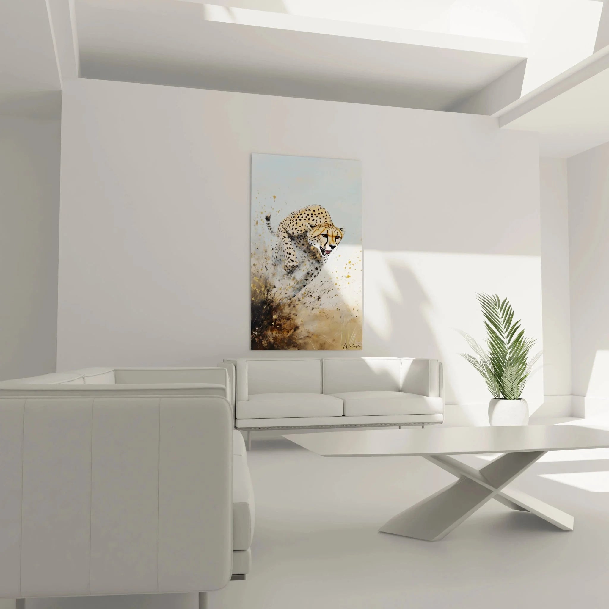 Gepard Leinwand Nahaufnahme - detaillierte Darstellung der Fellzeichnung und Gesichtsausdruck