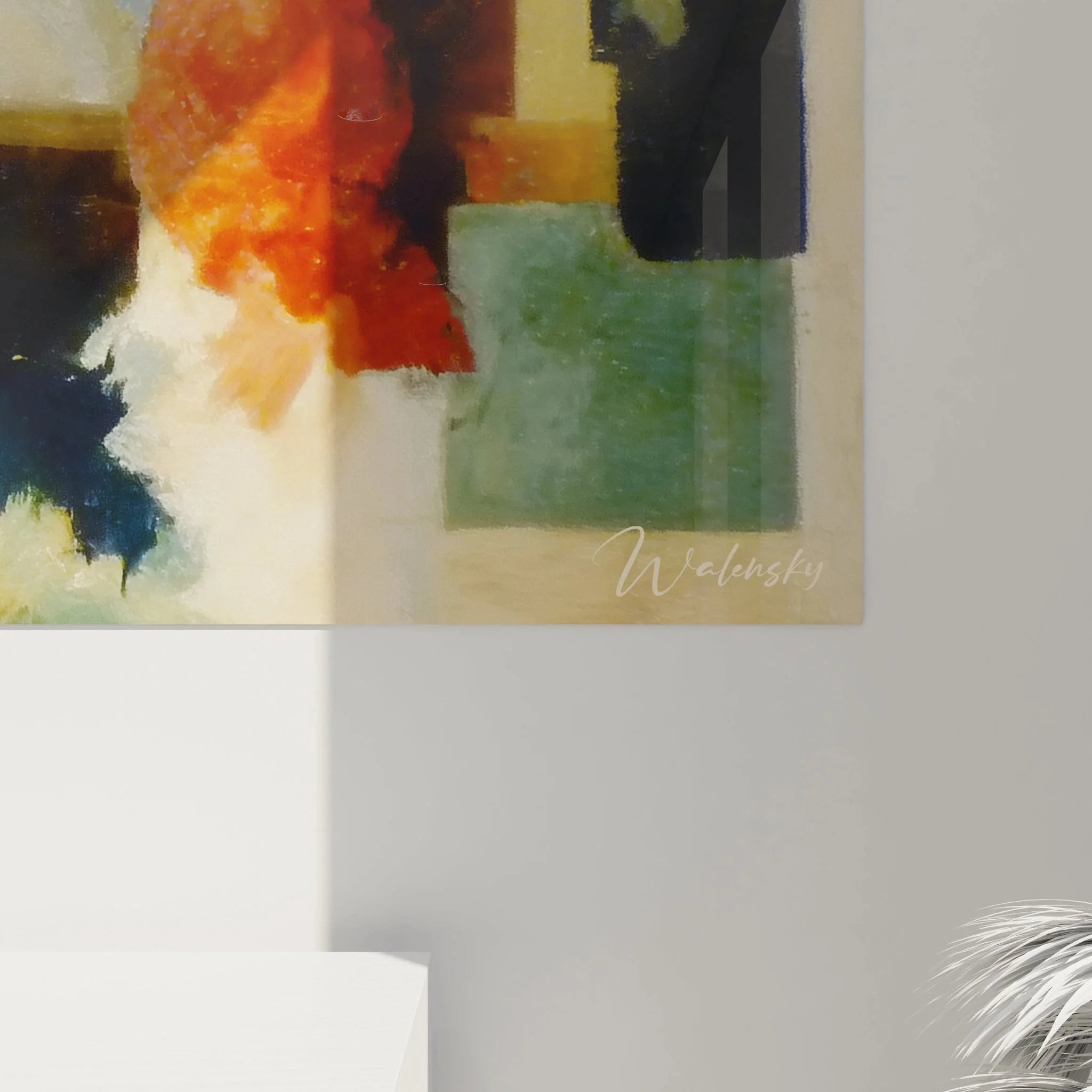 Gesamtansicht modernes Wandbild abstrakte Badeszene im kubistischen Dadaismus Stil mit Farbkomposition