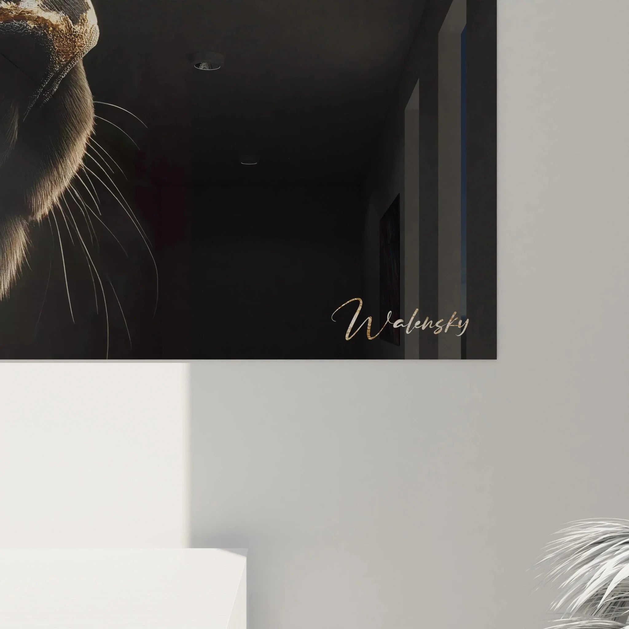 Gesamtansicht Wandbild schwarzer Panther Golden Warrior - Raumwirkung