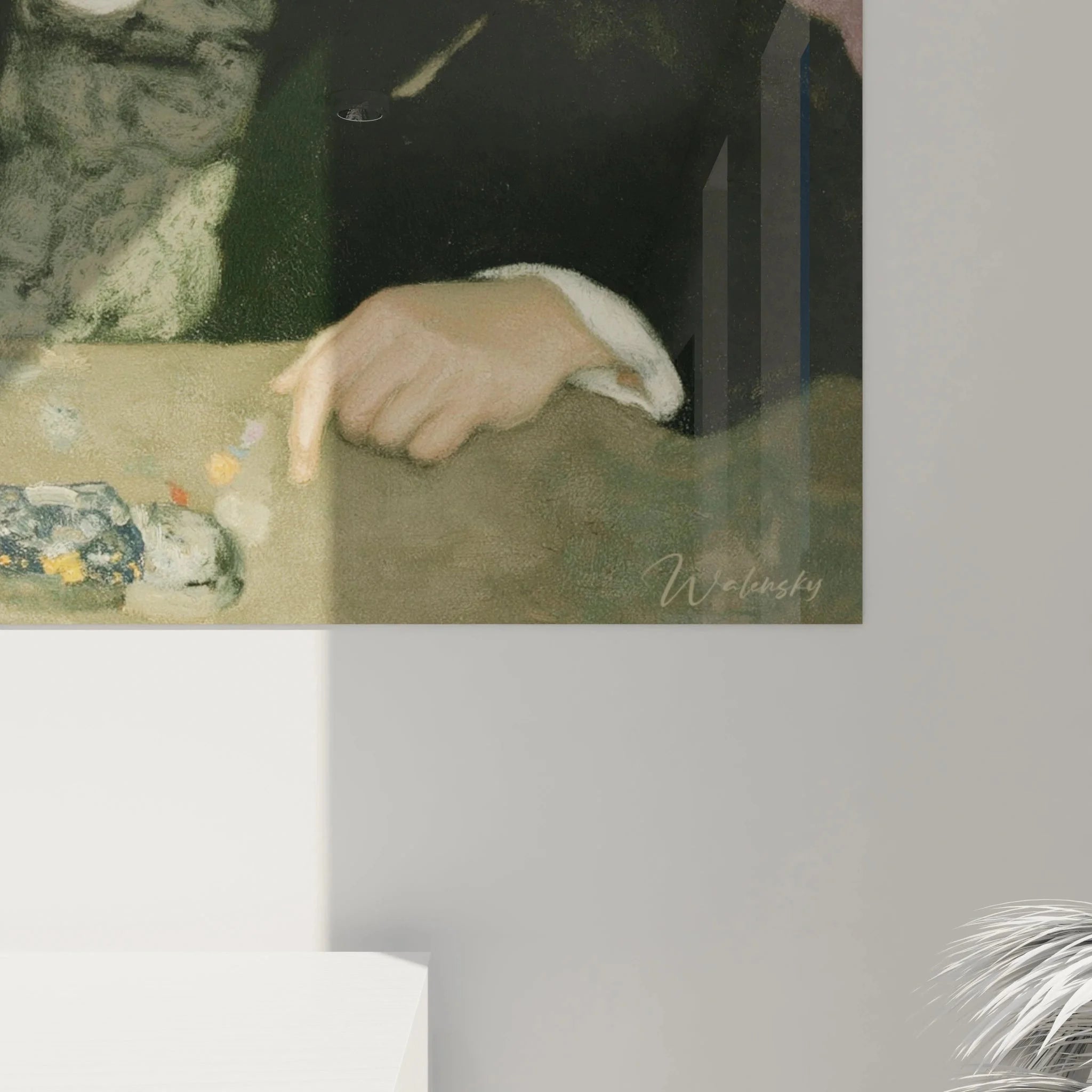 Gesamtansicht Wandbild symbolistische Darstellung Gentleman mit surrealer Hintergrundgestaltung