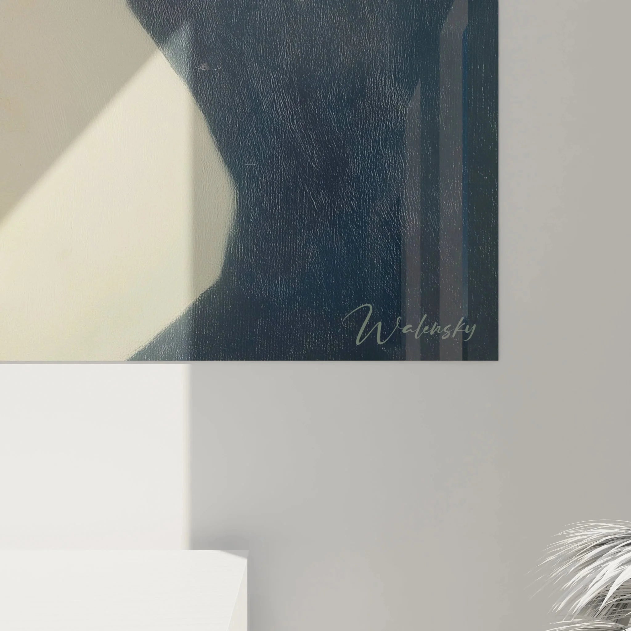 Gesamtansicht Wandbild abstrakte Blüte, dadaistische Kunst mit geometrischen Formen für Wohnräume