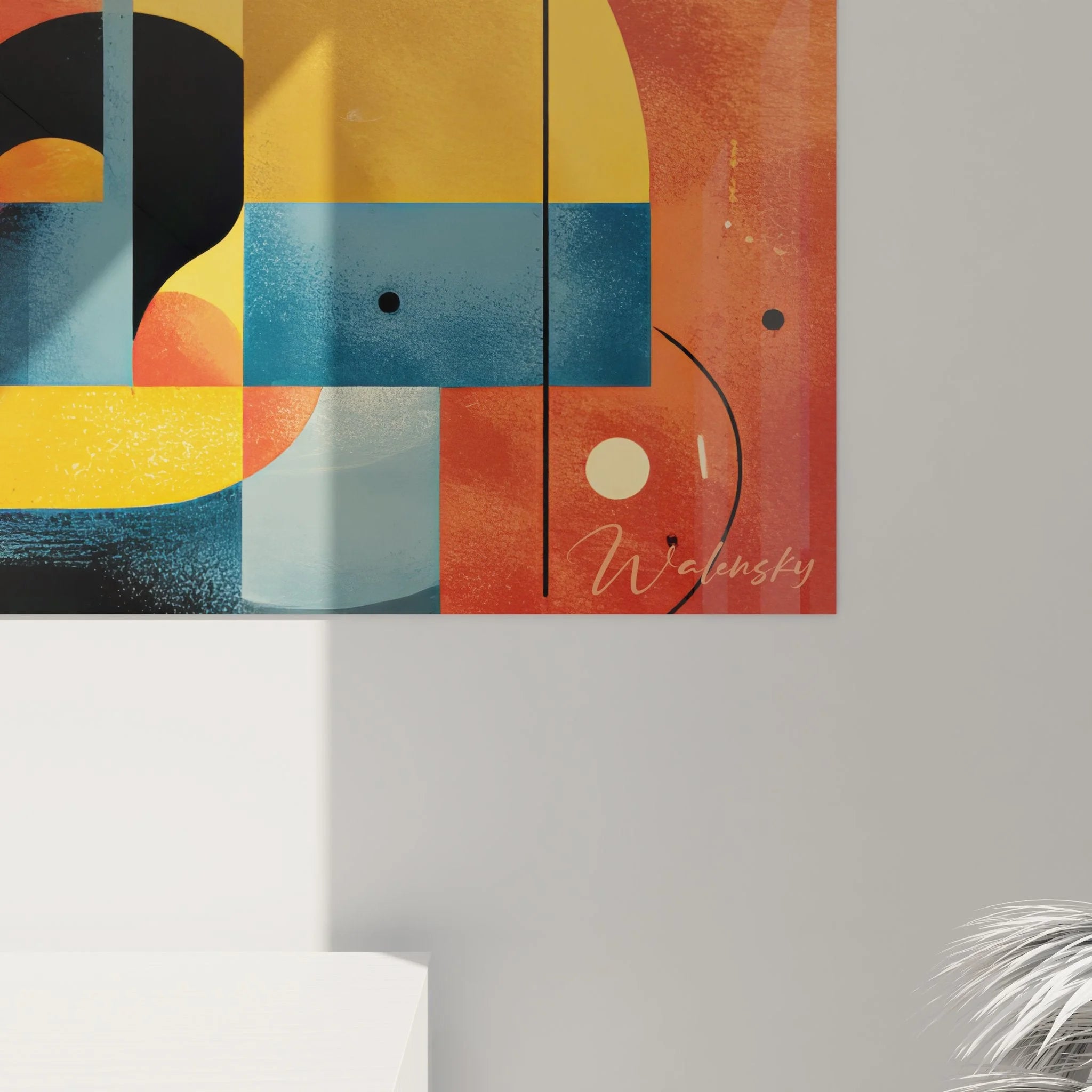 Gesamtansicht abstrakte geometrische Wandkunst - moderne Wanddekoration mit Formen