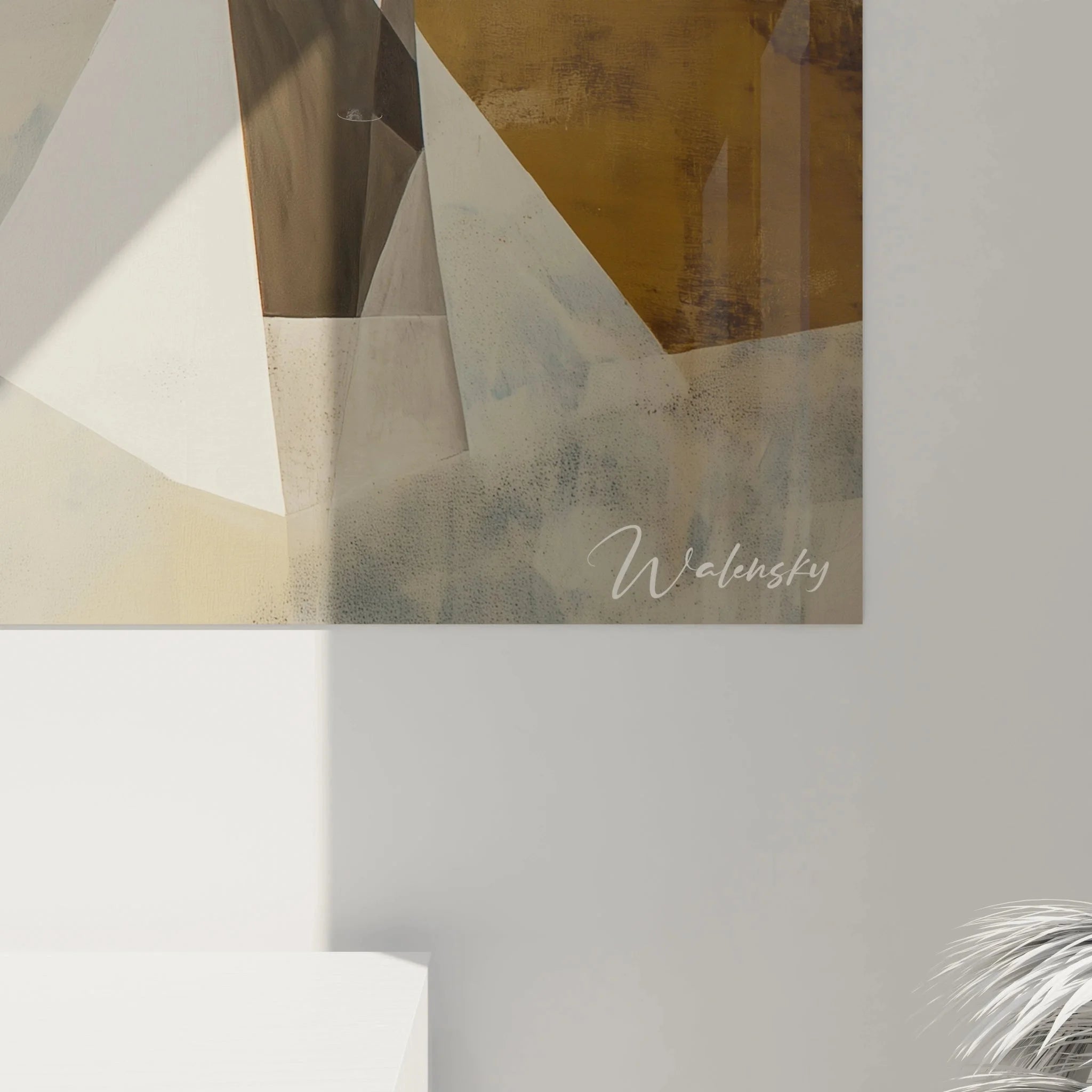 Gesamtansicht Wandbild abstrakte menschliche Gestalten in eleganter goldener Farbpalette