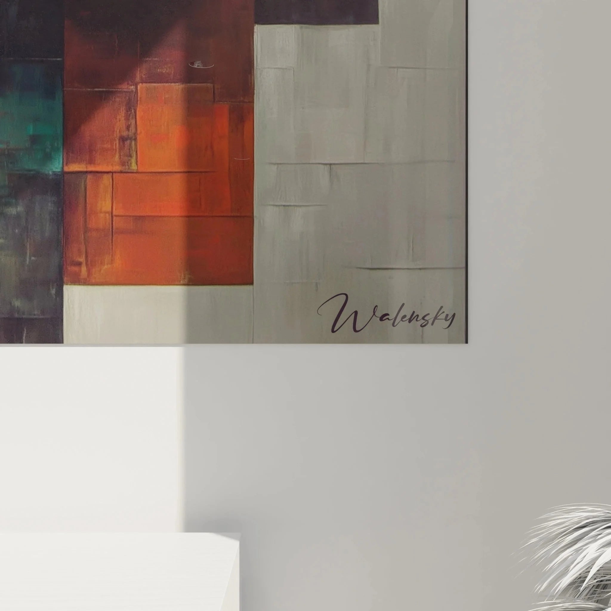 Gesamtansicht Wandbild abstrakte afrikanische Maske - moderne geometrische Stammeskunst Wanddekoration